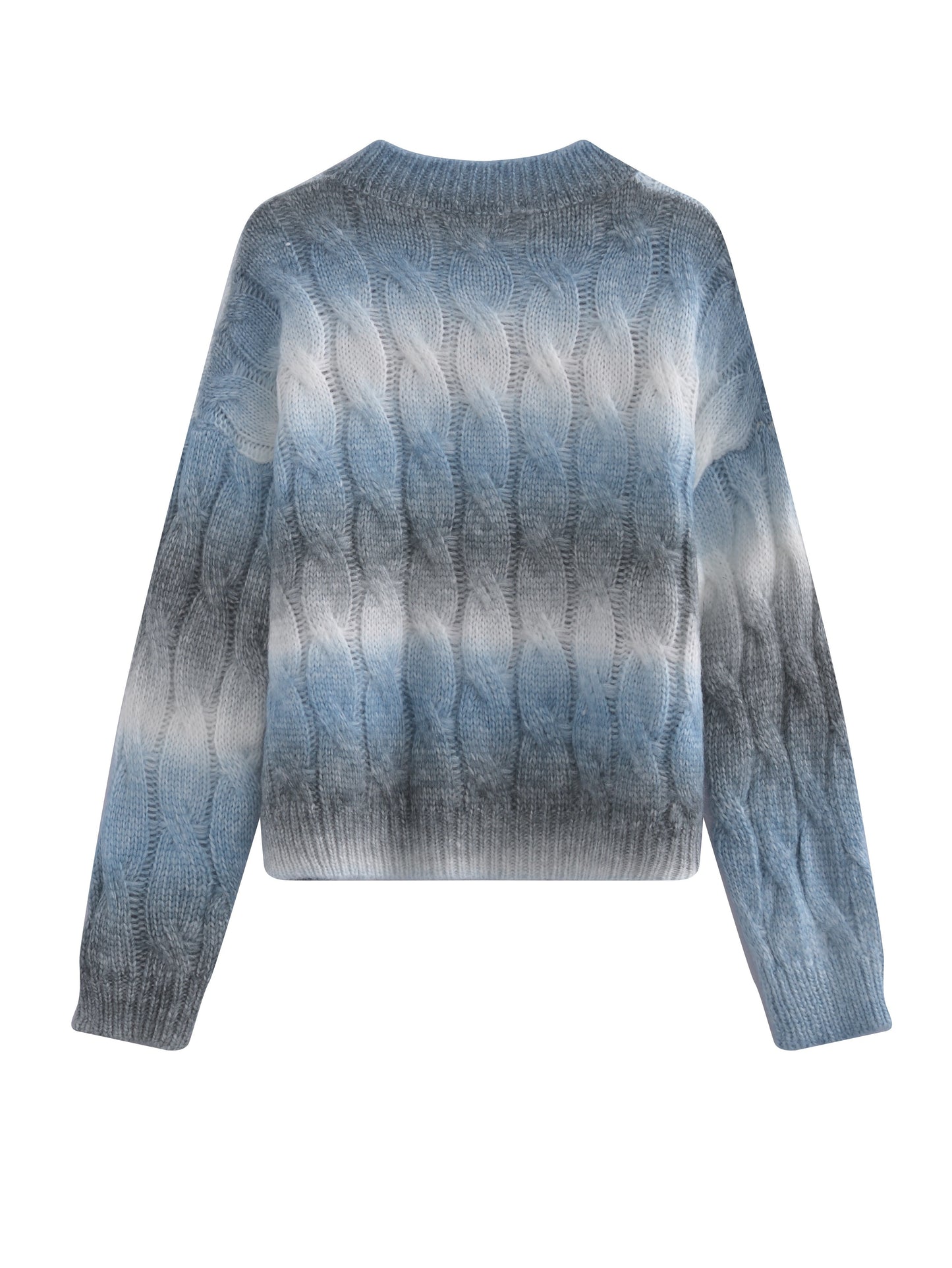 gbolsos Ombre Crew Neck Knit Sweater, Casual Long Sleeve Pullover Sweater, Women's Clothing