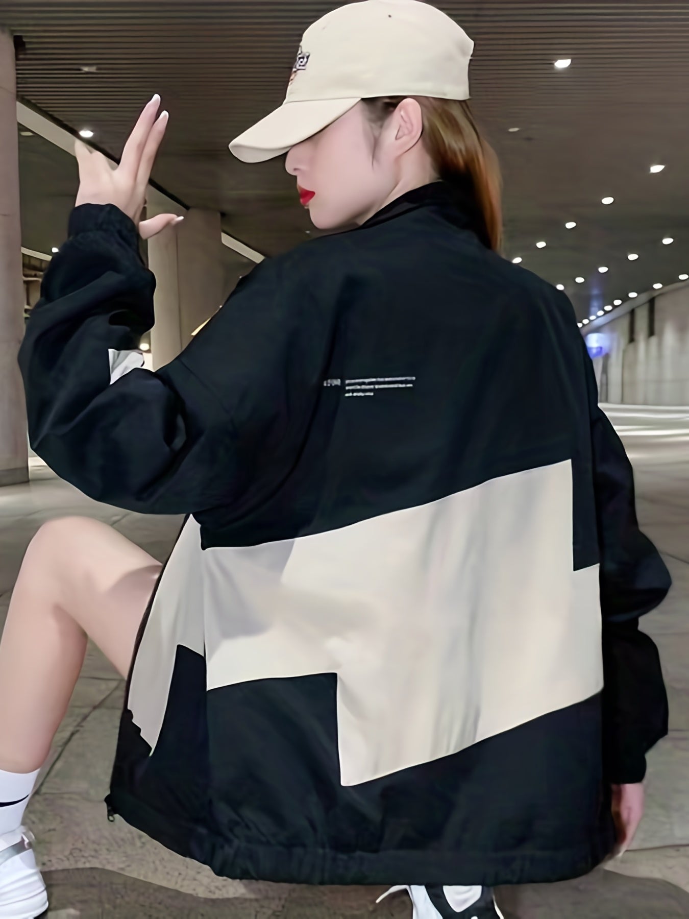 gbolsos Color Block Zip Up Jacket, Casual Long Sleeve Jacket For Fall & Winter, Women's Clothing