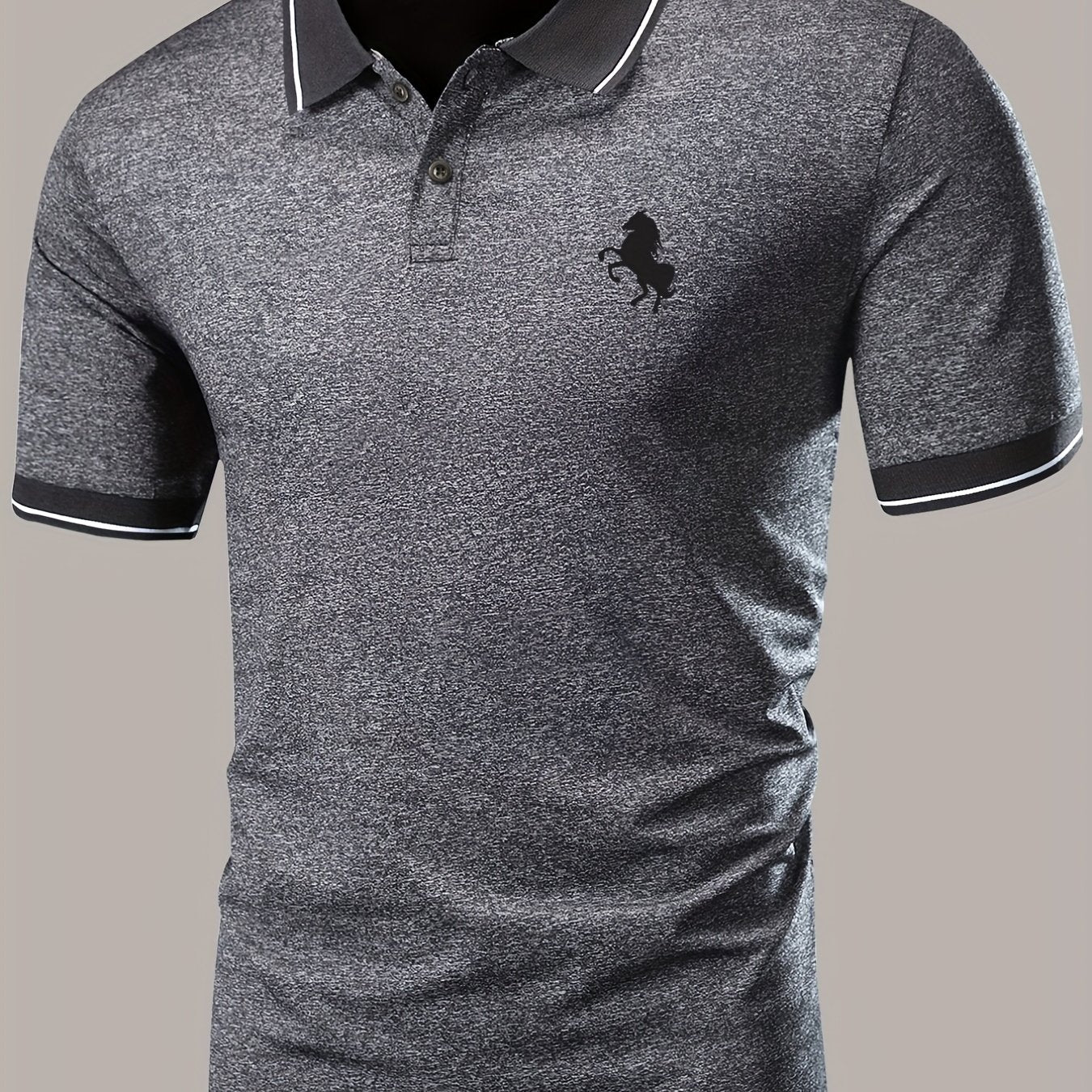 Men's Lapel Polo Shirt Short Sleeve Casual Slight Stretch Button Regular Summer Wear