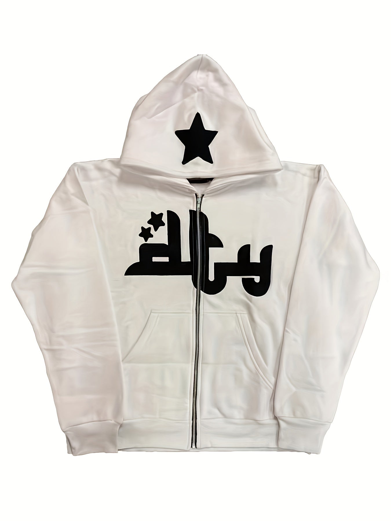 gbolsos Printed Zip Up Hoodies, Casual Long Sleeve Hip Hop Open Front Sweatshirt, Women's Clothing