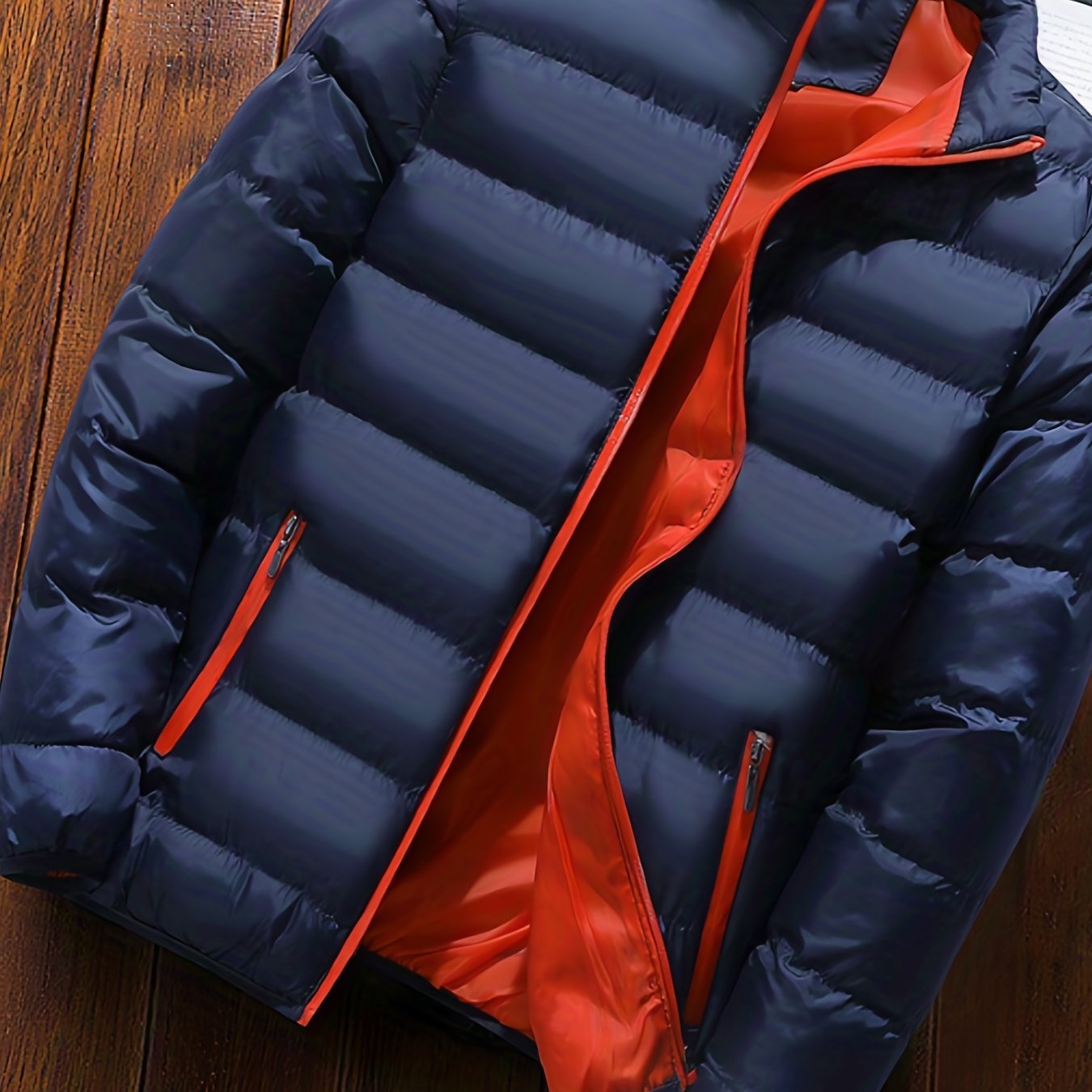 gbolsos Winter Men's Casual Slim Fit Stand Collar Zipper-Up Padded Jacket