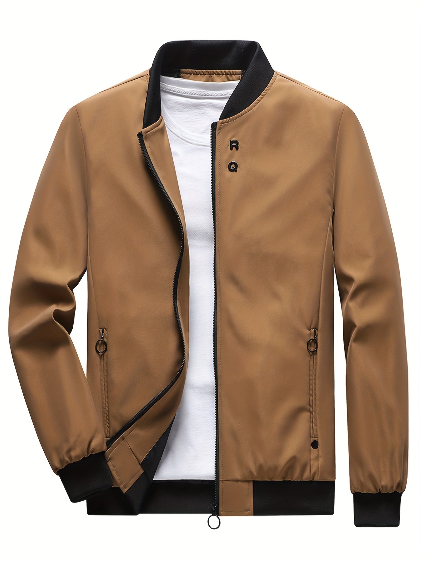 gbolsos Men's Fashion Baseball Collar Zipper Slim Varsity Jackets