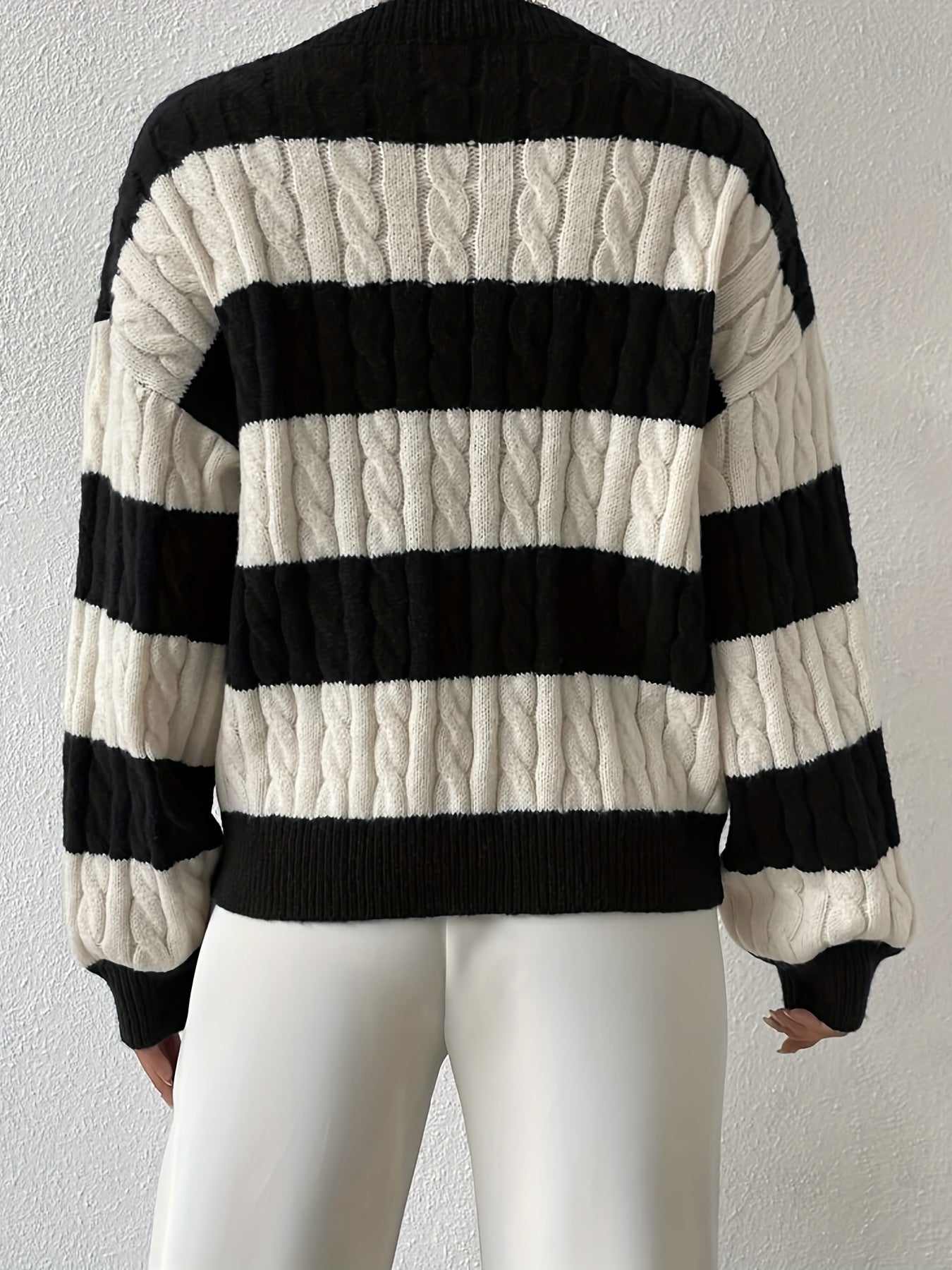 gbolsos Color Block Drop Shoulder Sweater, Casual Long Sleeve Sweater For Fall & Winter, Women's Clothing