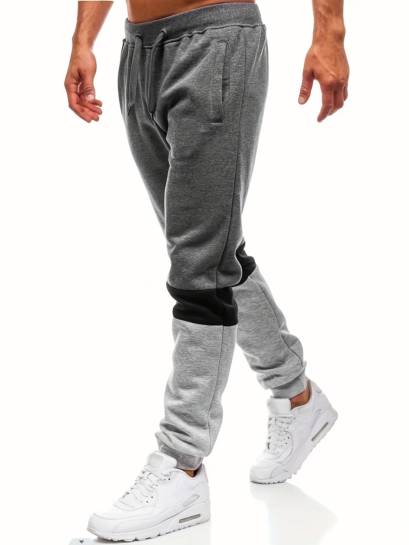 gbolsos Zipper Pocket Joggers, Men's Casual Loose Fit Slightly Stretch Waist Drawstring Pants For The Four Seasons Fitness Cycling