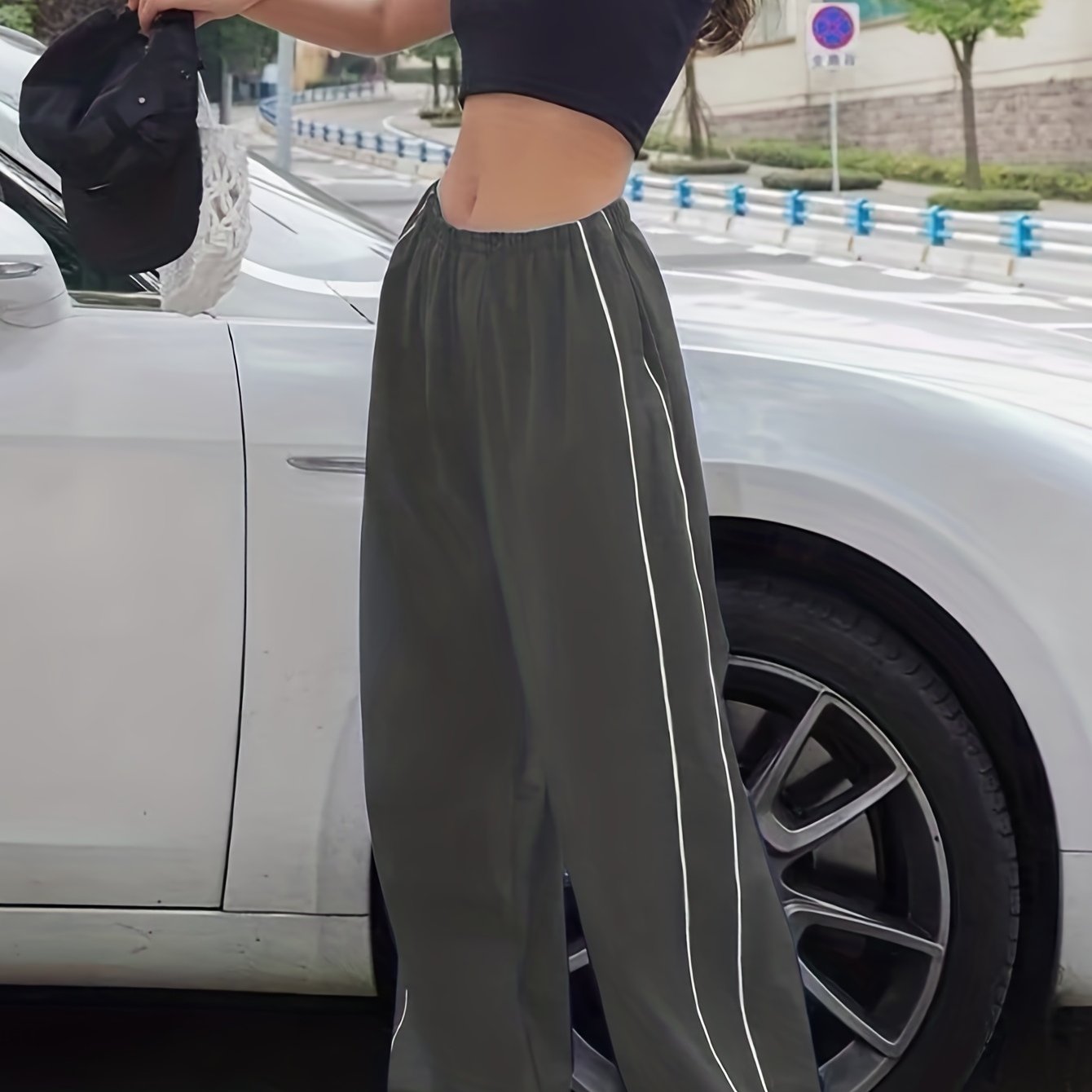 gbolsos Y2K Loose Pants, Elastic Waist Casual Quick Dry Pants For Spring & Summer, Women's Clothing