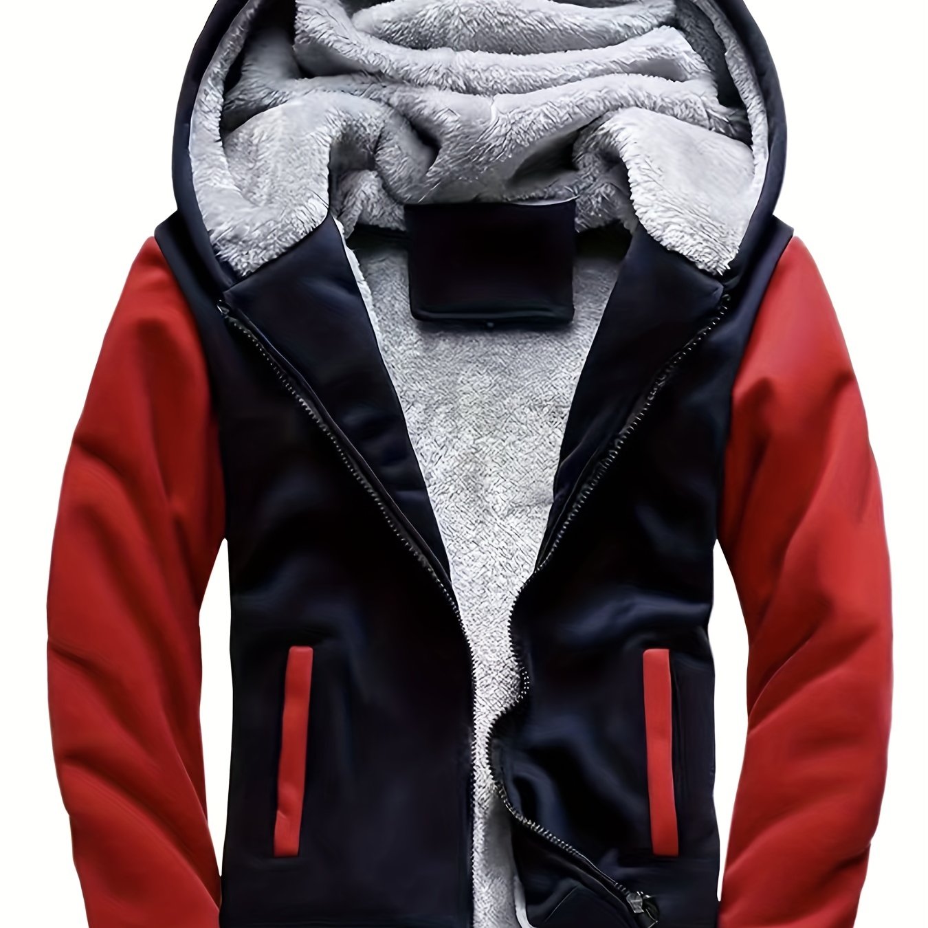 gbolsos Warm Fleece Hooded Winter Hooded Jacket, Men's Casual Stretch Zip Up Jacket Coat For Fall Winter
