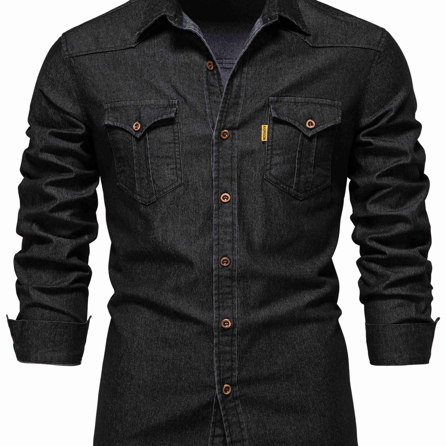 gbolsos Cotton Denim Shirt Men Long Sleeve Quality Cowboy Shirts For Men Casual Slim Fit Mens Designer Clothing