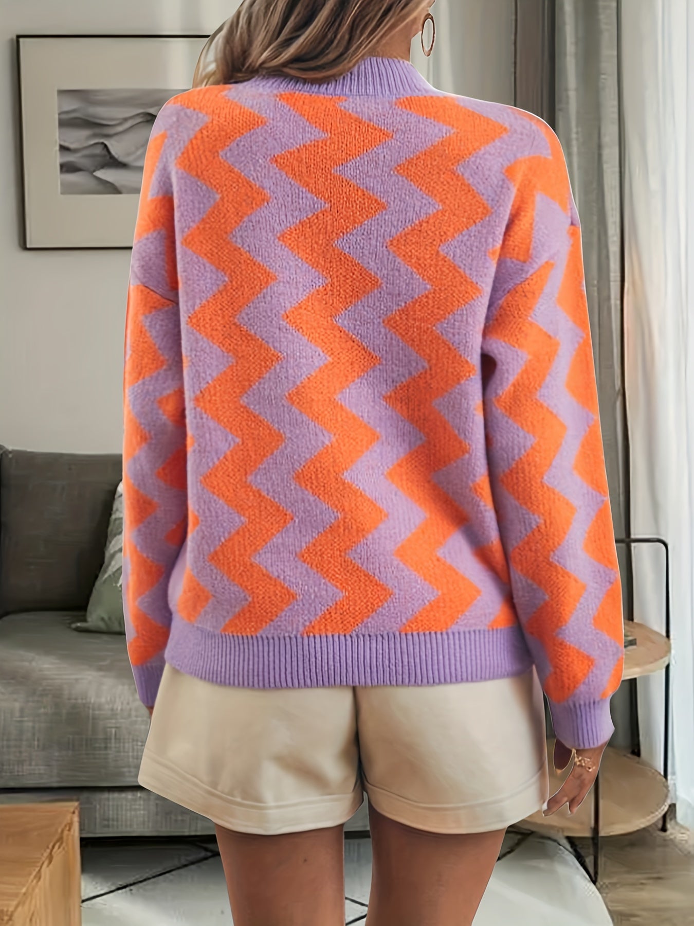 gbolsos Striped Crew Neck Pullover Sweater, Casual Long Sleeve Fall Winter Sweater, Women's Clothing