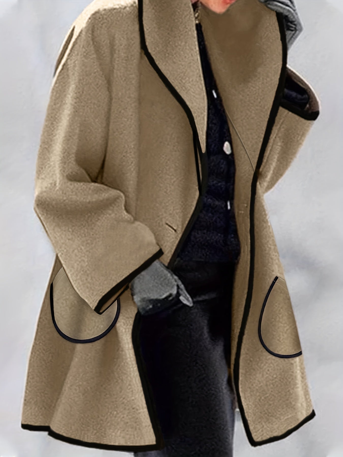 gbolsos Waterfall Collar Overcoat, Casual Open Front Long Sleeve Outerwear, Women's Clothing