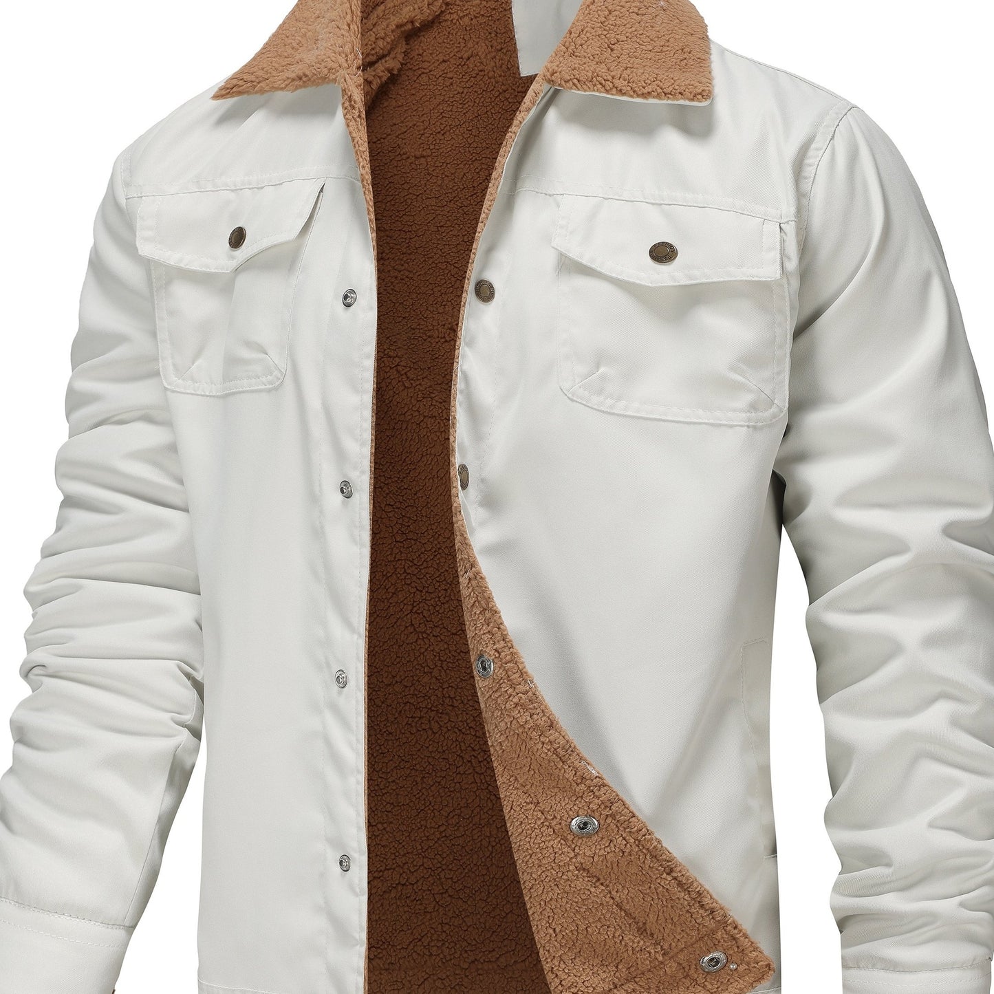 gbolsos Men's Warm Fleece Cargo Jacket For Fall Winter, Casual Warm Thick Coat For Outdoor Activities