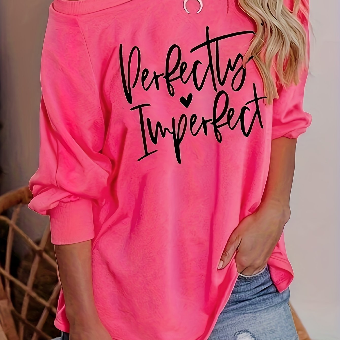 kkboxly Letter Print Raglan Long Sleeve T-Shirt, Casual Crew Neck T-Shirt For Spring & Fall, Women's Clothing