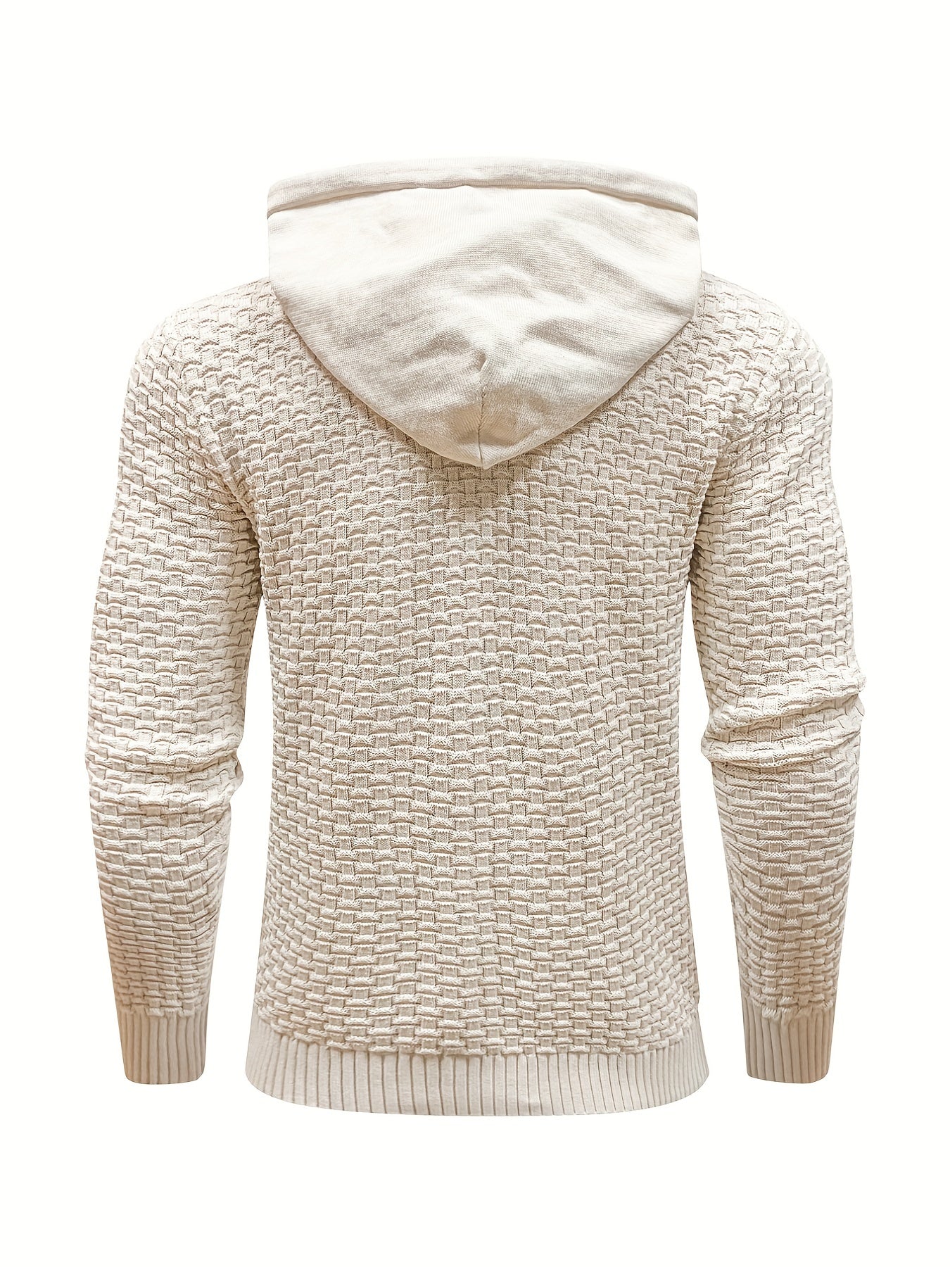 gbolsos Men's Solid Slim Fit Hooded Sweater For Spring & Autumn, Knit Pullover Sweater, Plus Size