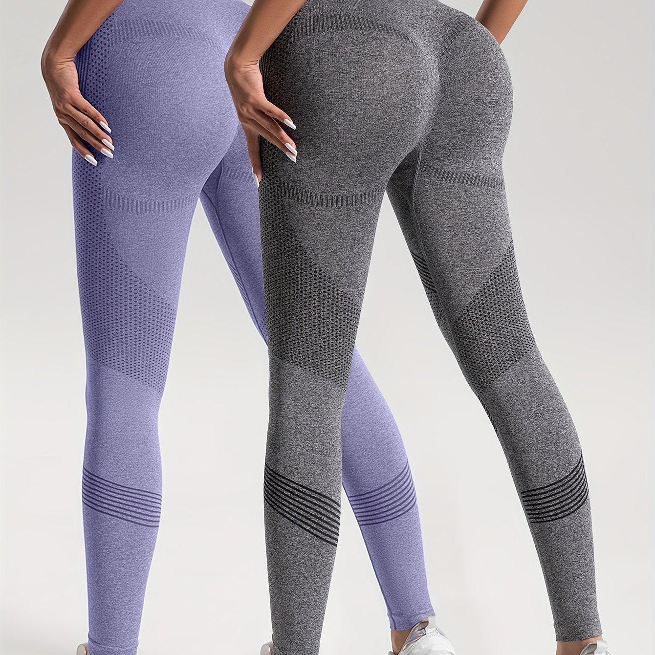 gbolsos 2pcs Solid Color High-Stretch Fitness Yoga Sports Leggings, Soft Breathable Yoga Tight Pants, Women's Activewear