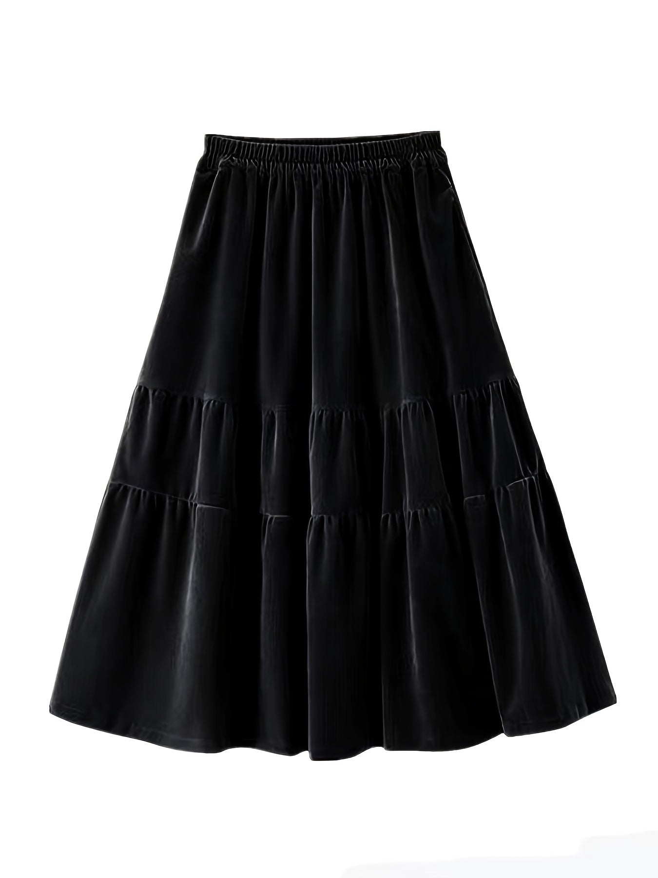 Solid High Waist Skirt, Boho Ruched Draped Skirt, Women's Clothing