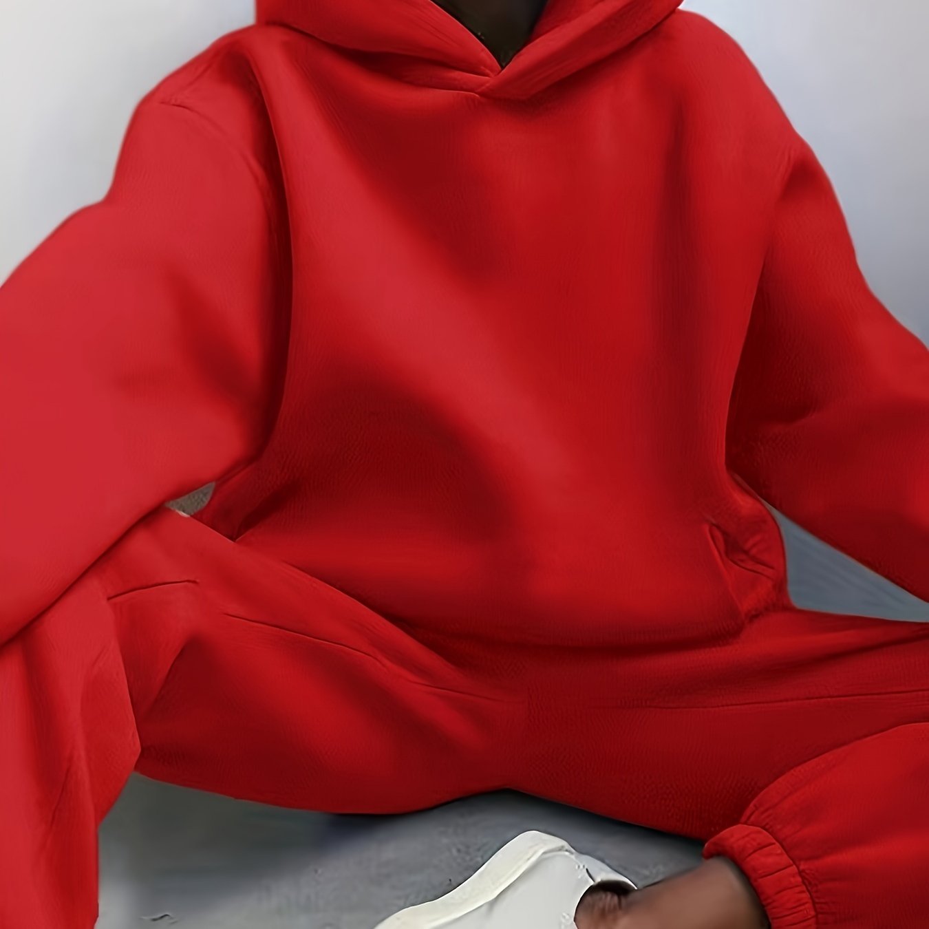 gbolsos Casual Solid Two-piece Set, Drop Shoulder Long Sleeve Hoodies & Elastic Waist Jogger Pants Outfits, Women's Clothing