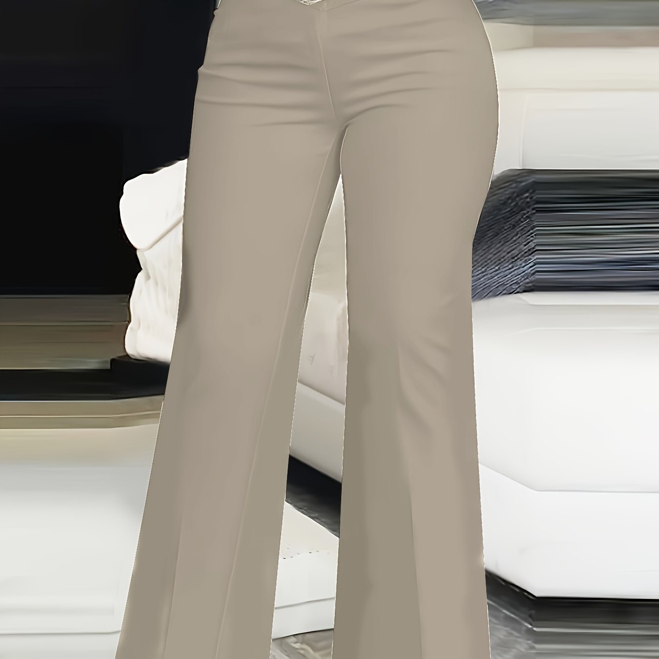 gbolsos Solid Color Bootcut Pants, Elegant High Waist Pants, Women's Clothing