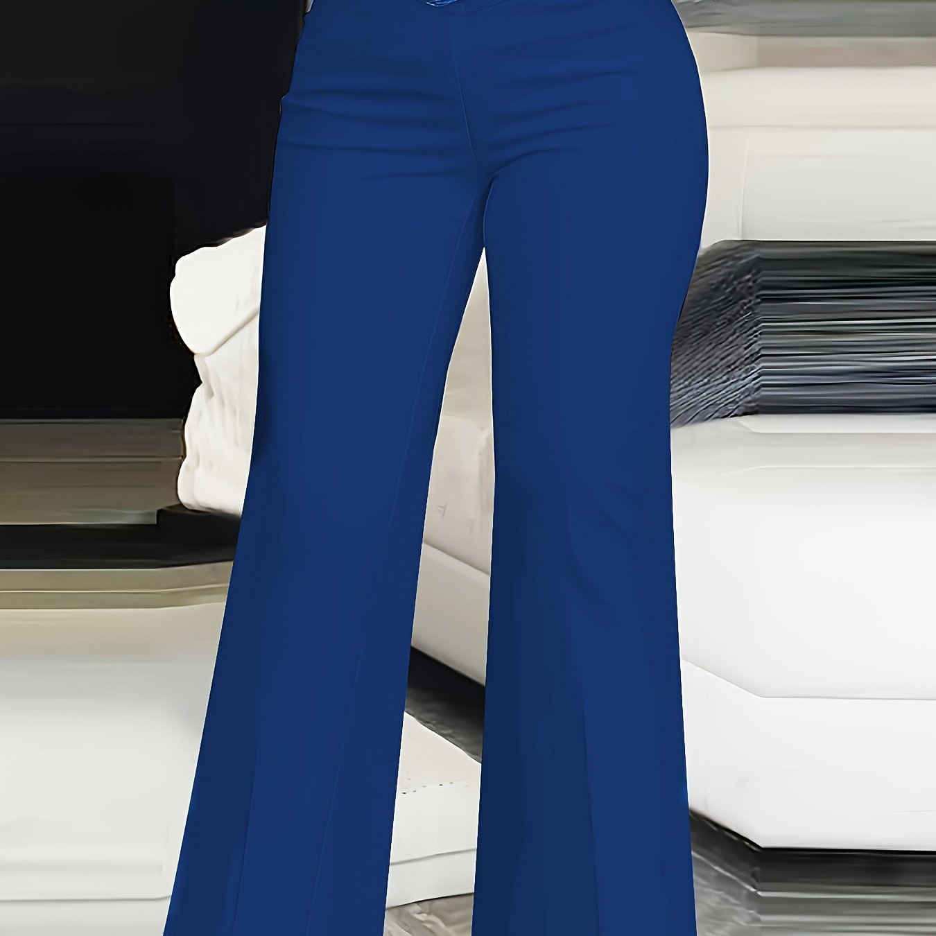 gbolsos Solid Color Bootcut Pants, Elegant High Waist Pants, Women's Clothing