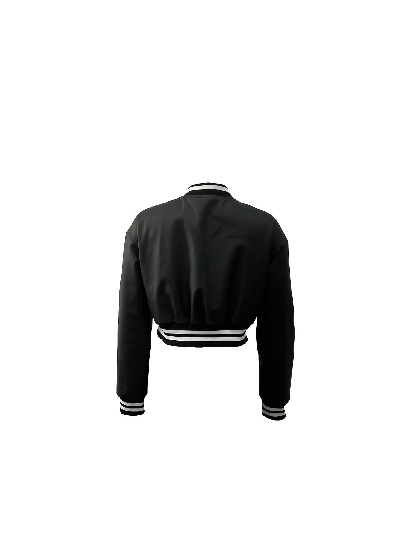 gbolsos Striped Slim Bomber Jacket, Casual Button Front Long Sleeve Outerwear, Women's Clothing