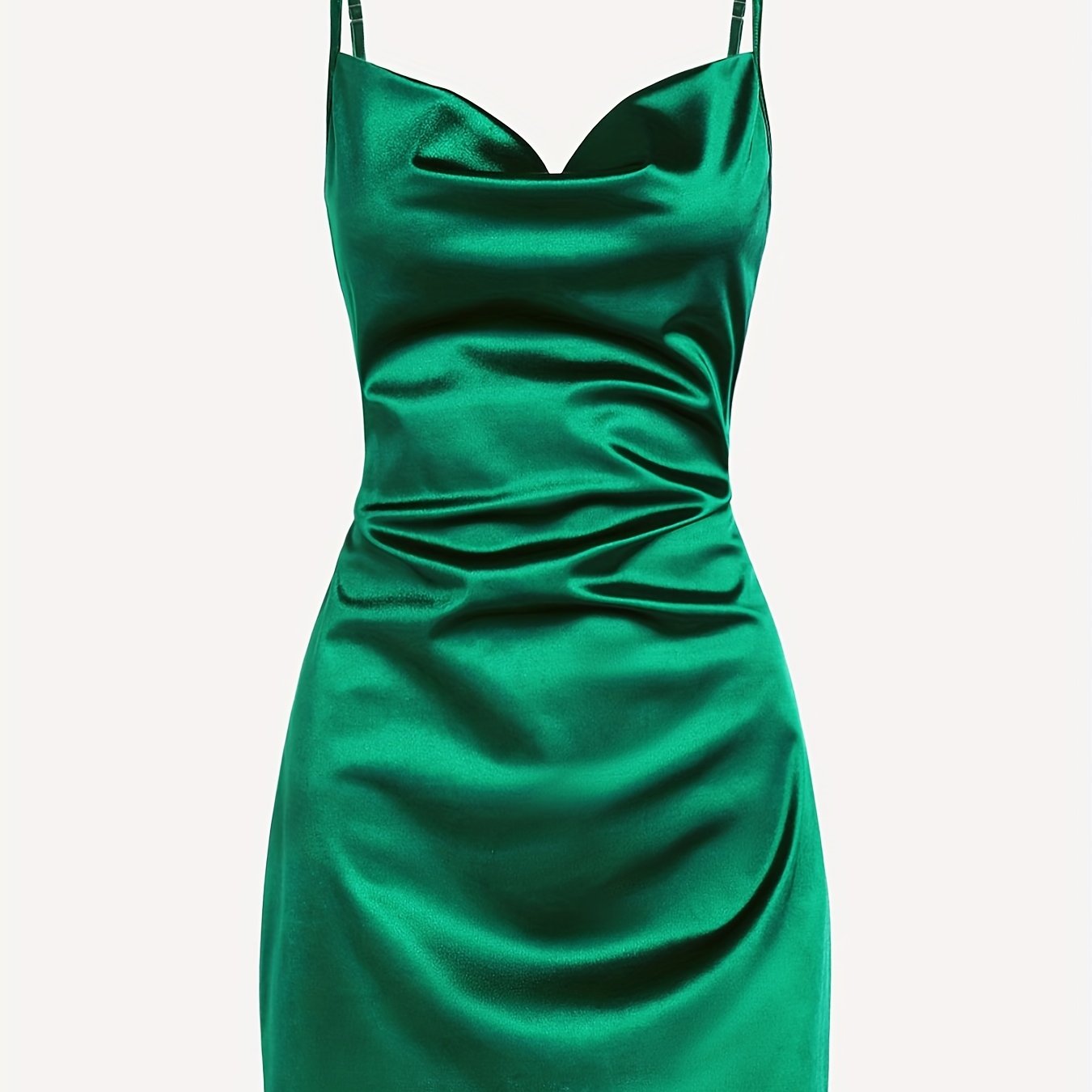 Solid Cowl Neck Spaghetti Dress, Sexy Tie Back Bodycon Cami Dress For Summer, Women's Clothing