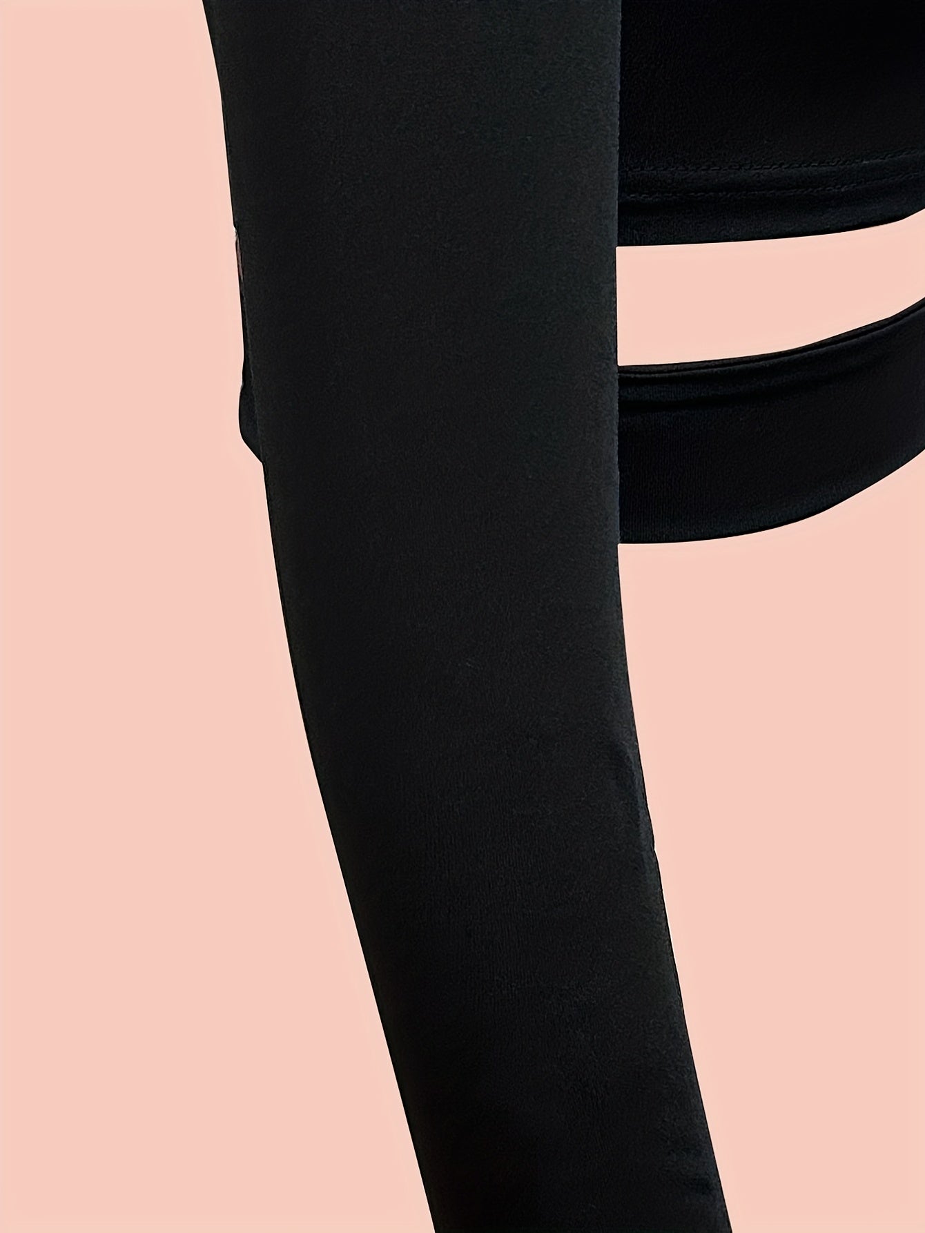kkboxly Cut Out Slim T-shirt, Sexy Stand Collar Long Sleeve Solid T-shirt, Women's Clothing