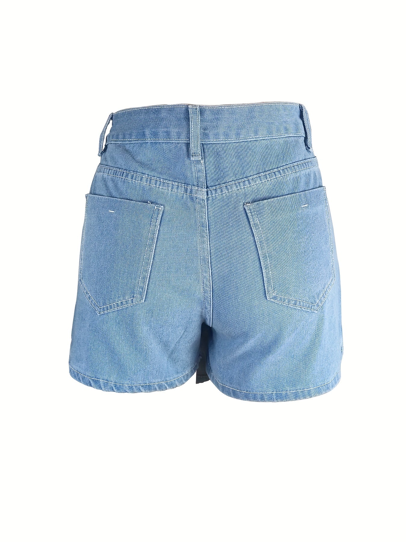 gbolsosBlue High Waist Short Denim Pants, High Rise Layer Single-Breasted Button Slim Fit Asymmetrical Short Denim Skirt Shorts, Kpop Y2K Style, Women's Denim Clothing