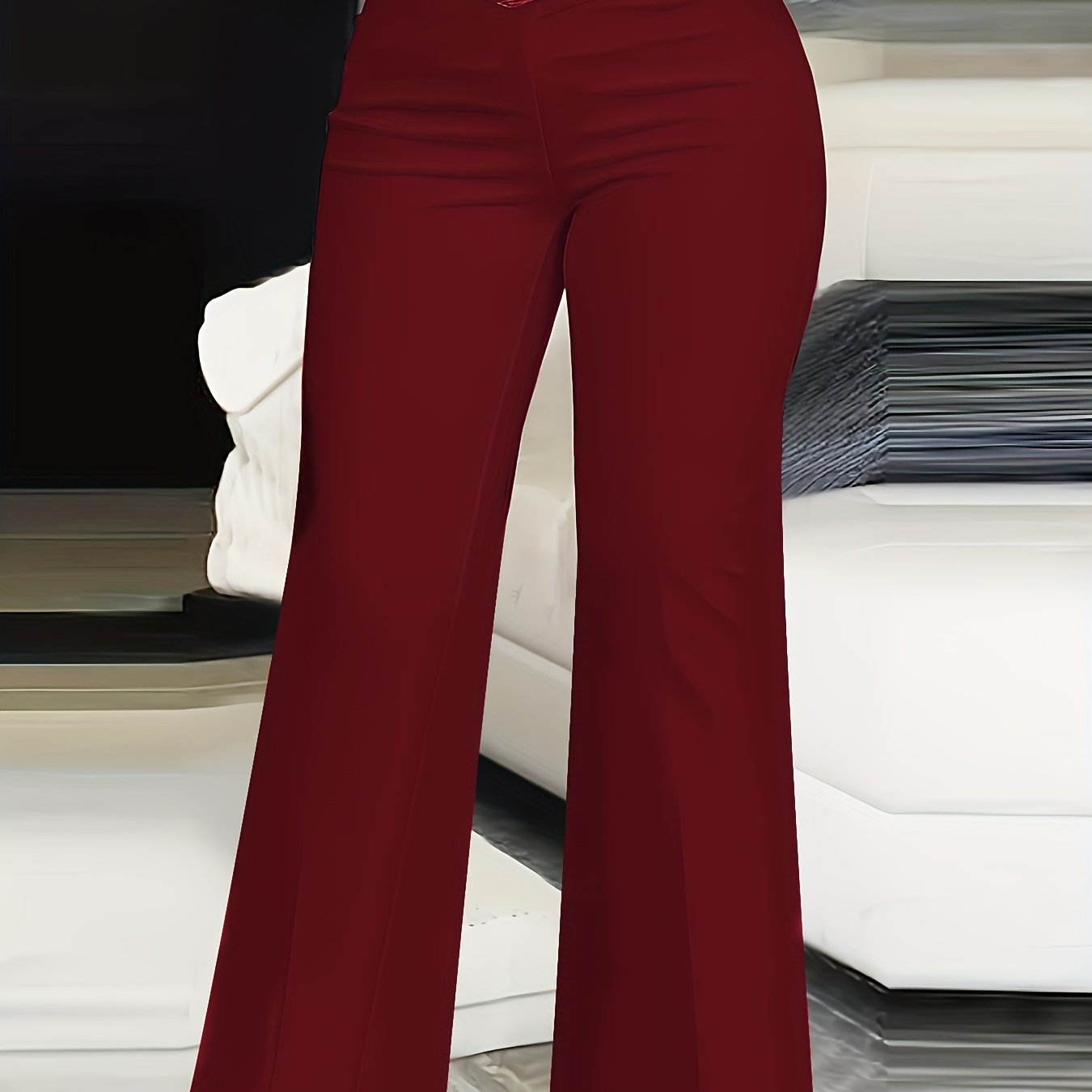 gbolsos Solid Color Bootcut Pants, Elegant High Waist Pants, Women's Clothing
