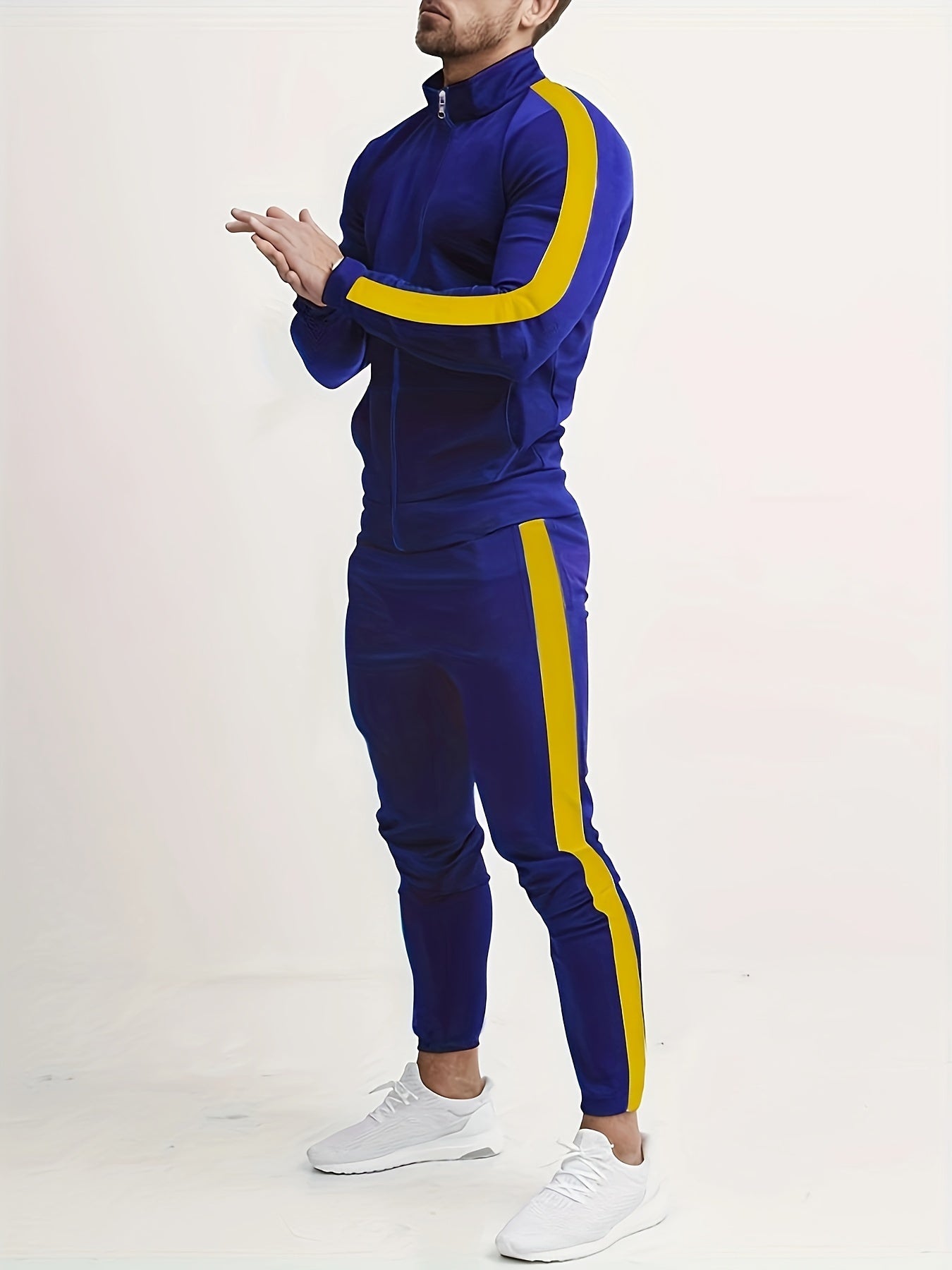 gbolsos Classic Men's Athletic 2 Piece Tracksuit Set Casual Full-Zip Sweatsuits Long Sleeve Jacket And Jogging Pants Set For Gym Workout Running