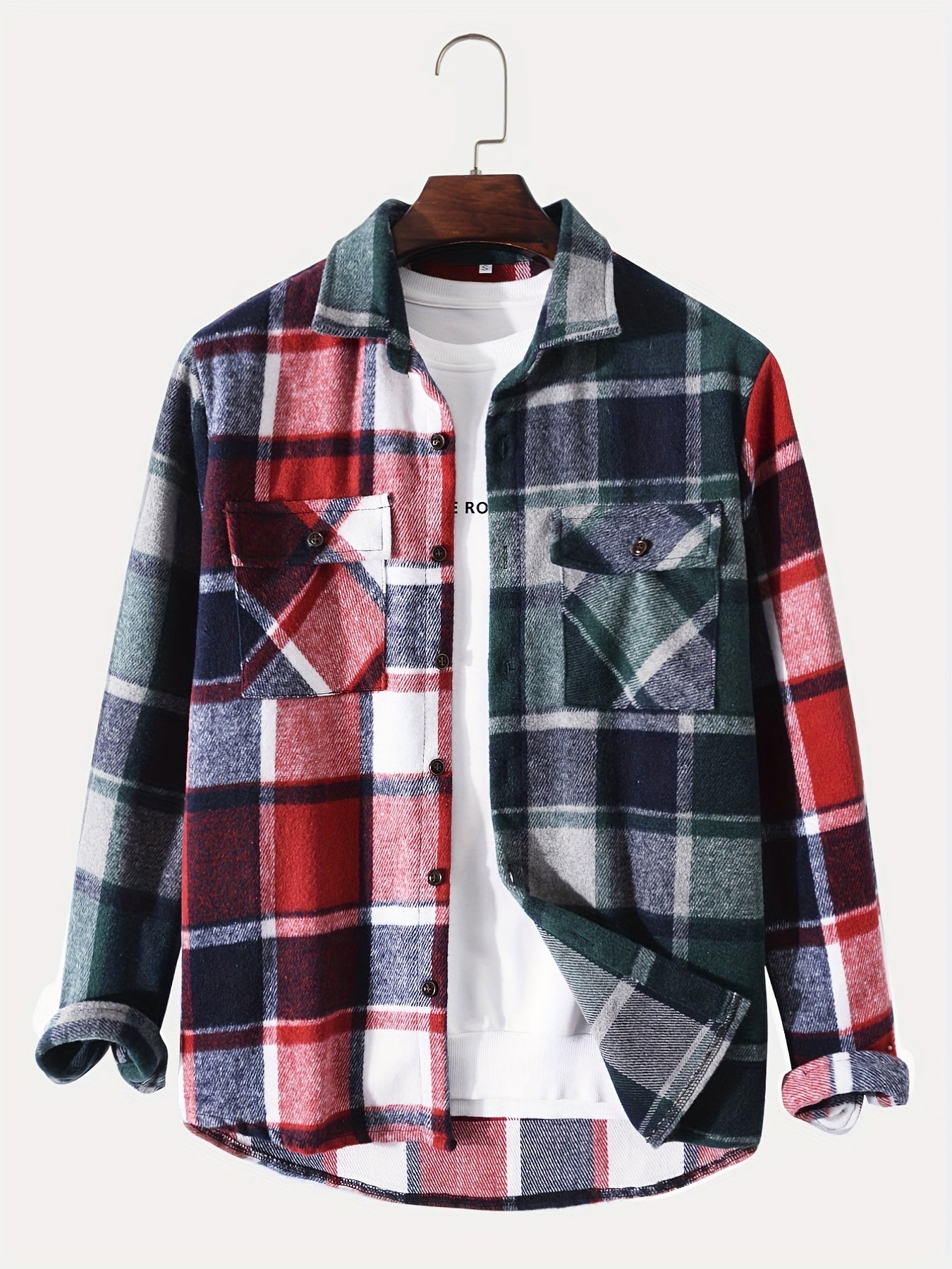 gbolsos Men's Classic Plaid Shirt Top Turn-Down Collar Long Sleeve Closure Regular Fit Male Casual Shirt For Daily