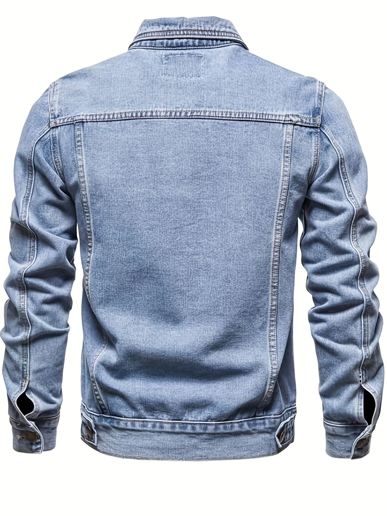gbolsos Men's Chic Denim Jacket, Street Style Lapel Button Up Multi Pocket Jacket Coat