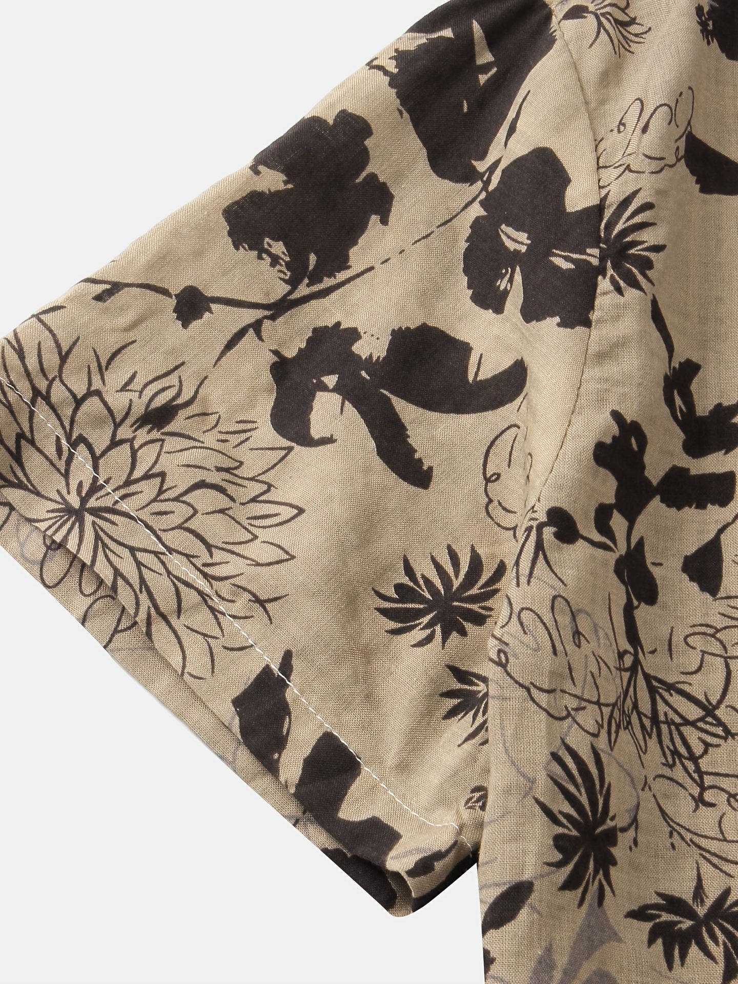 gbolsos Men's Casual Cotton Leaf And Flower Graphic Short Sleeve Shirt, Male Clothes For Summer