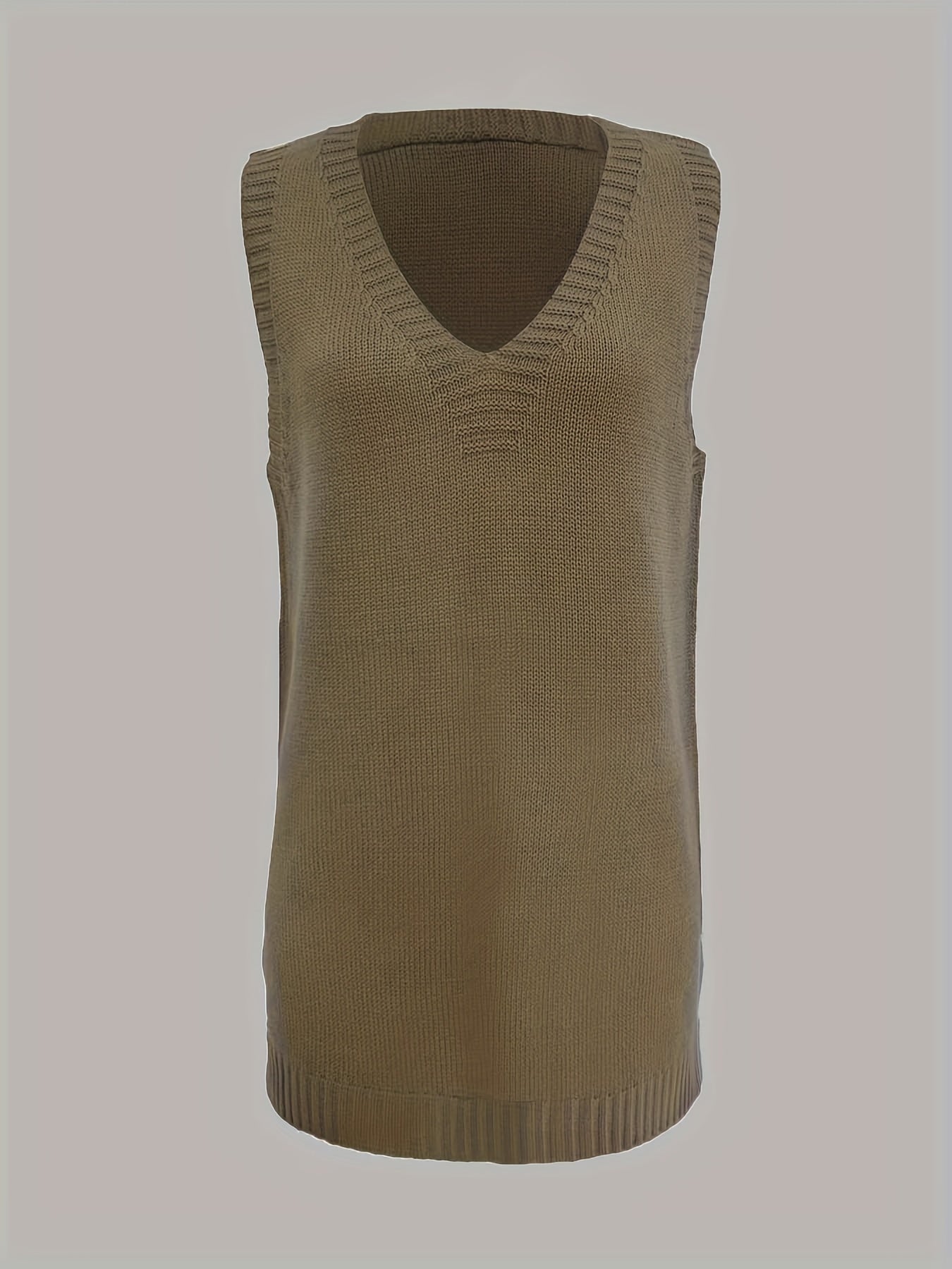 gbolsos Solid V Neck Sweater Vest, Casual Sleeveless Split Sweater, Women's Clothing