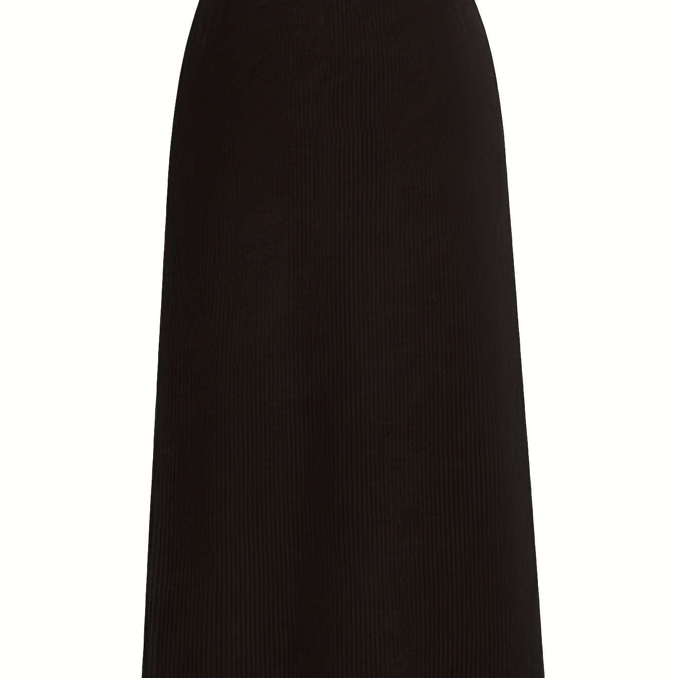 gbolsos Plus Size Elegant Knit Skirt, Women's Plus Solid Ribbed High Rise High Stretch Split Hem Midi Maxi Skirt