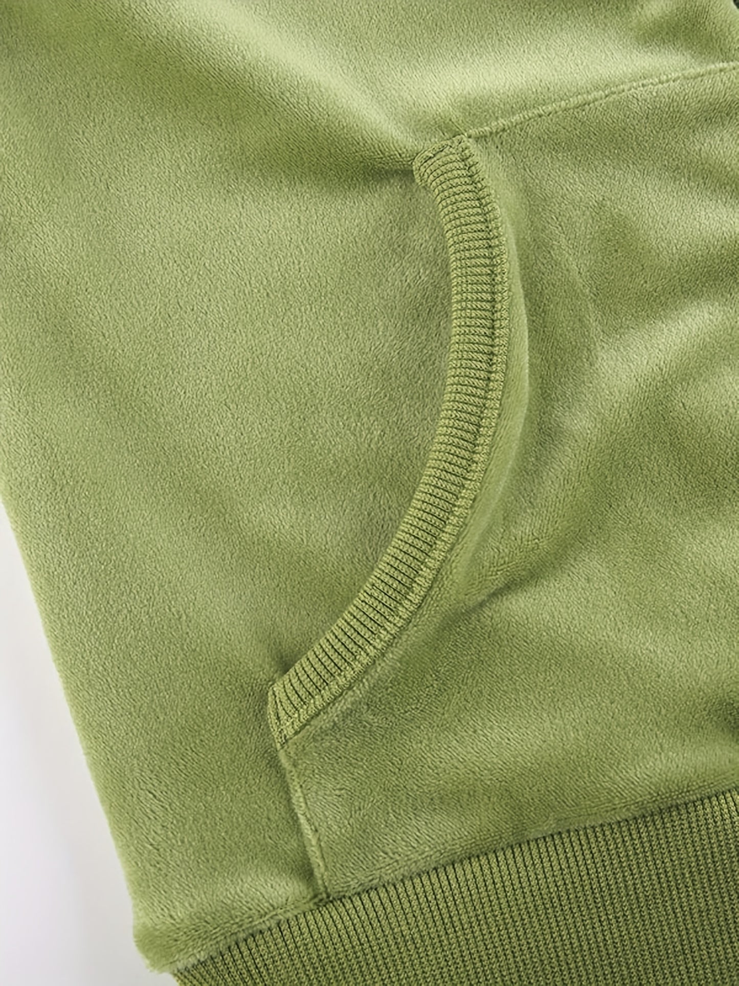 gbolsos Solid Zip Up Jacket, Casual Long Sleeve Hooded Versatile Outerwear, Women's Clothing