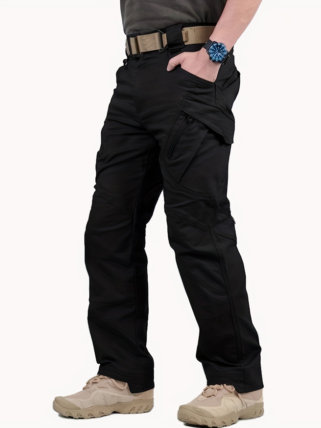 gbolsos Men's Outdoor Multi Functional Tactical Pants, Multi Pocket Outdoor Hiking Waterproof Sweatpants, Wear Resistant Cargo Pants