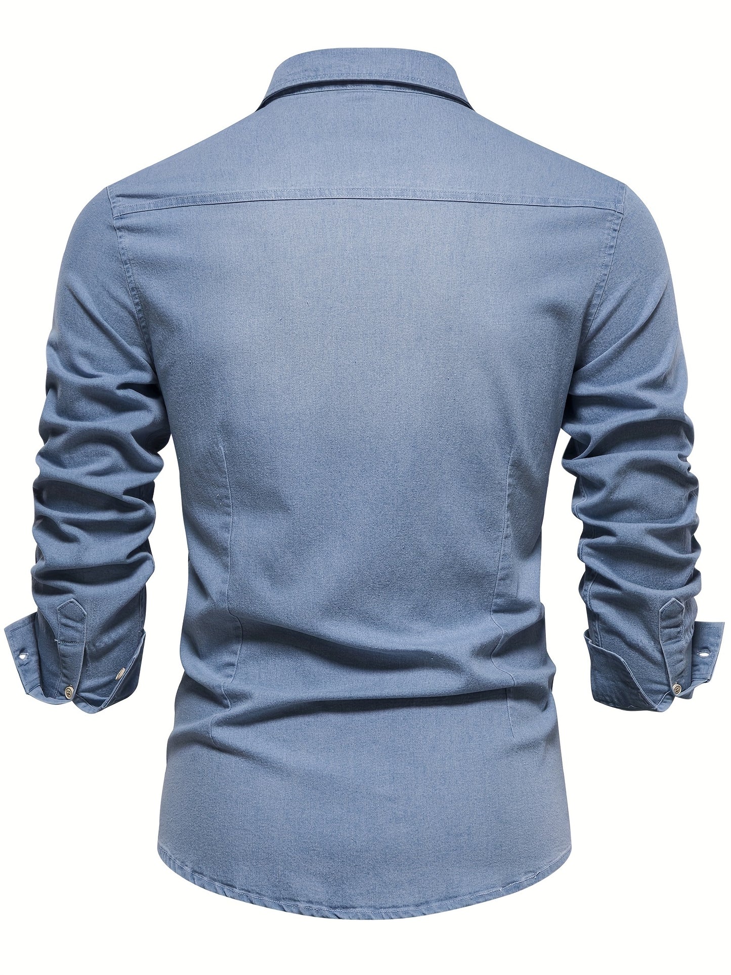 gbolsos Cotton Denim Shirt Men Long Sleeve Quality Cowboy Shirts For Men Casual Slim Fit Mens Designer Clothing