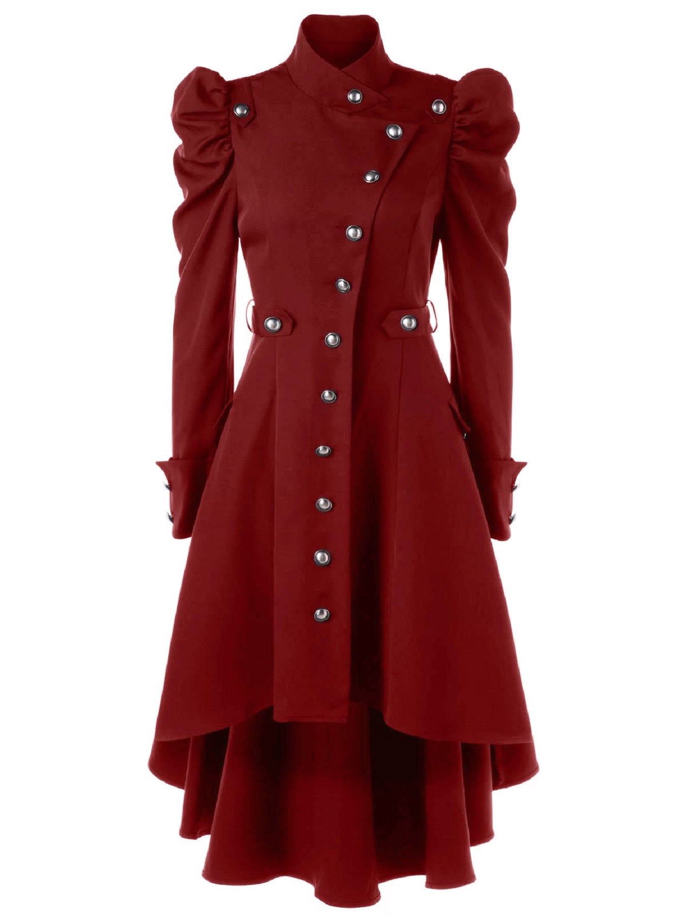 gbolsos Solid Double Breasted Pea Coat, Belted Buckle Spring Mid-Long Lapel Outerwear, Women's Clothing