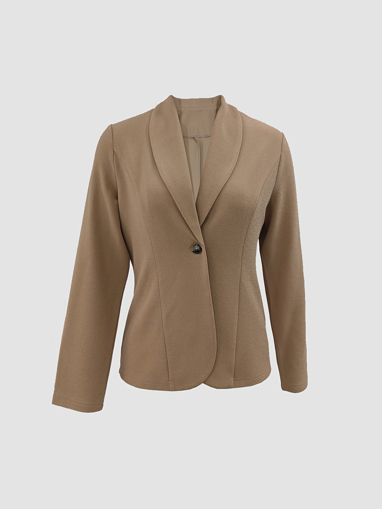 gbolsos Shawl Collar Solid Blazer, Casual Long Sleeve Open Front Outerwear, Women's Clothing
