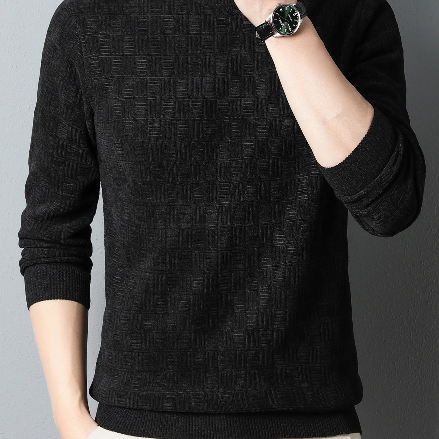 gbolsos Winter New Men's Casual Sweater Round Neck Plus Thick Base Warm Sweater Best Sellers