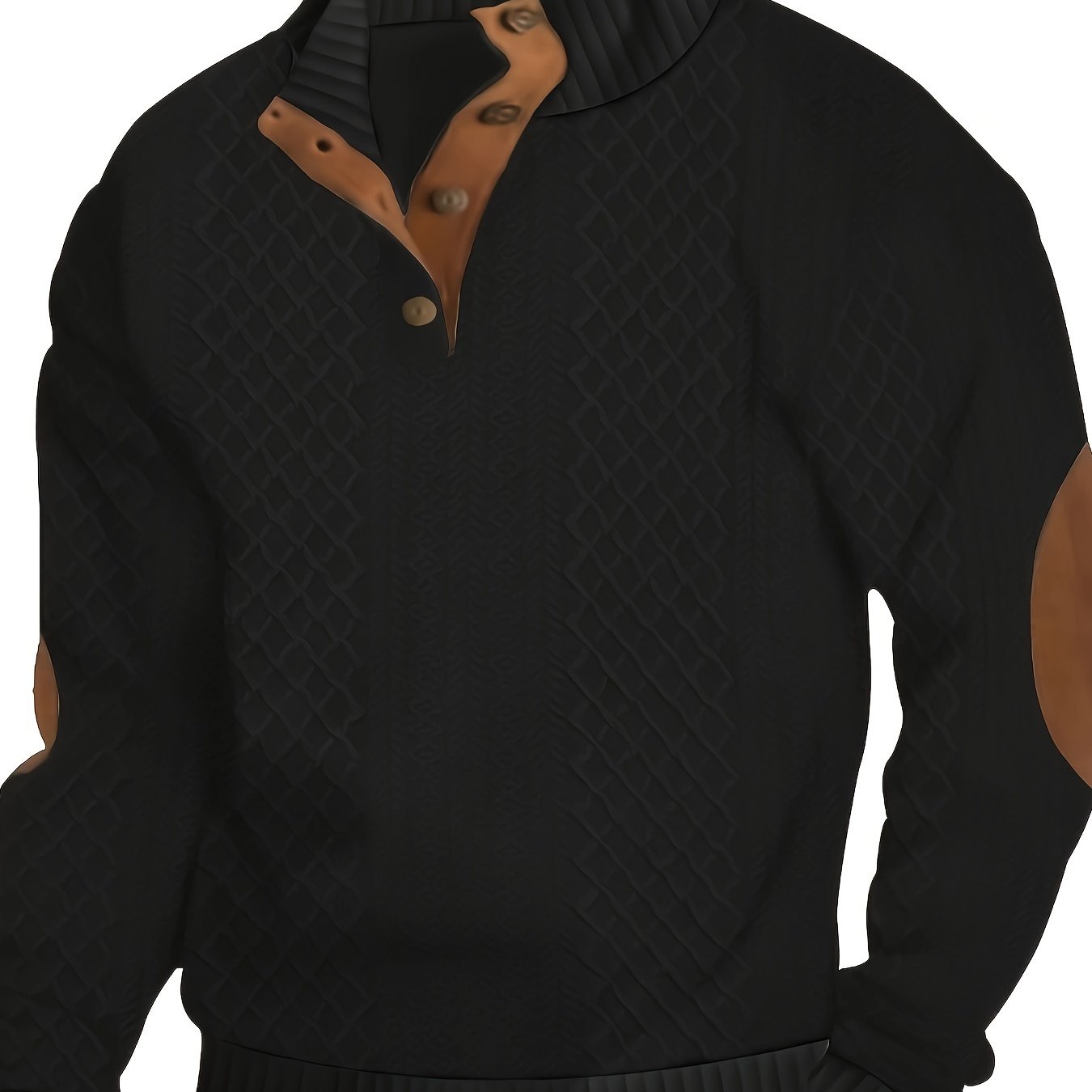 gbolsos Trendy Solid Sweatshirt, Men's Casual Retro V Neck Stand Collar Sweatshirt For Men Fall Winter