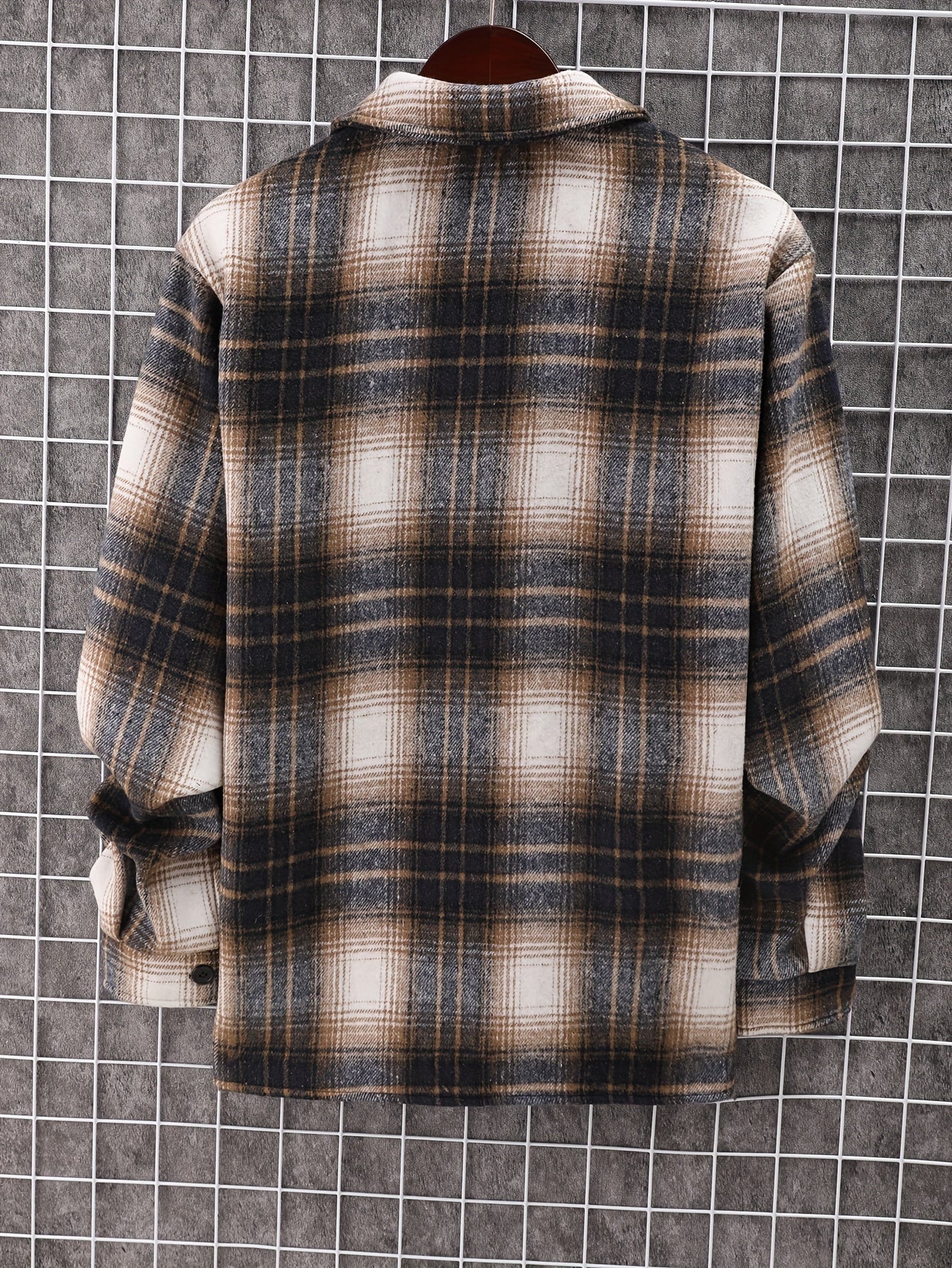 gbolsos Men's Plaid Retro Jacket, Casual Lapel Chest Pocket Shirt Jacket For Fall Winter