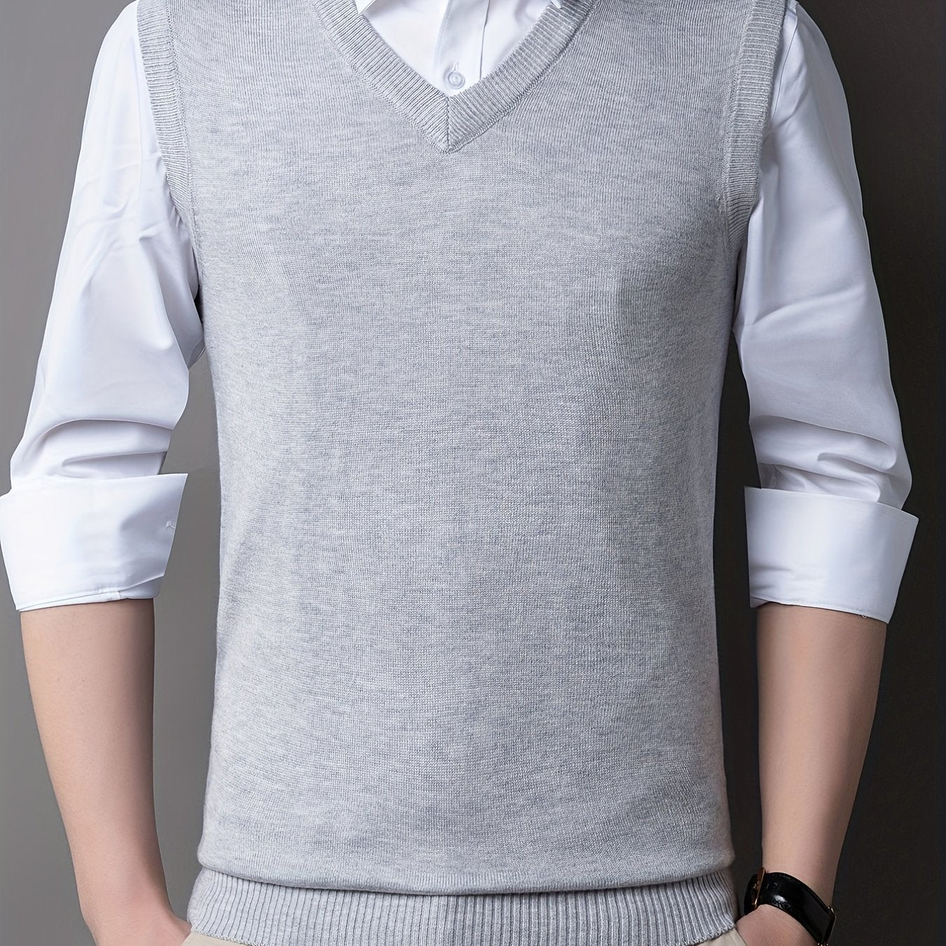 gbolsos Casual Knitted Pullover, V-neck Sleeveless Thermal Jacket, Wool Vest, Men's Tank Top For Autumn And Winter