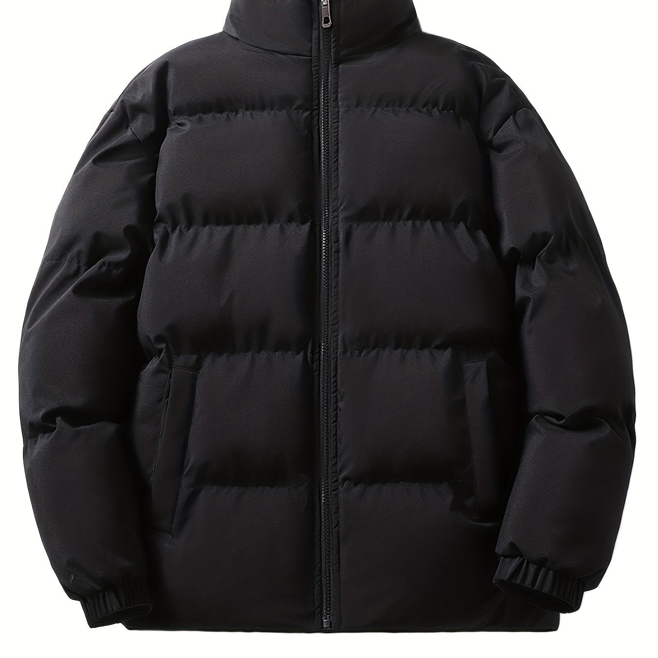 gbolsos Men's Winter Thicken Warm Coat, Solid Color Zipper Parka Cotton-padded Jacket