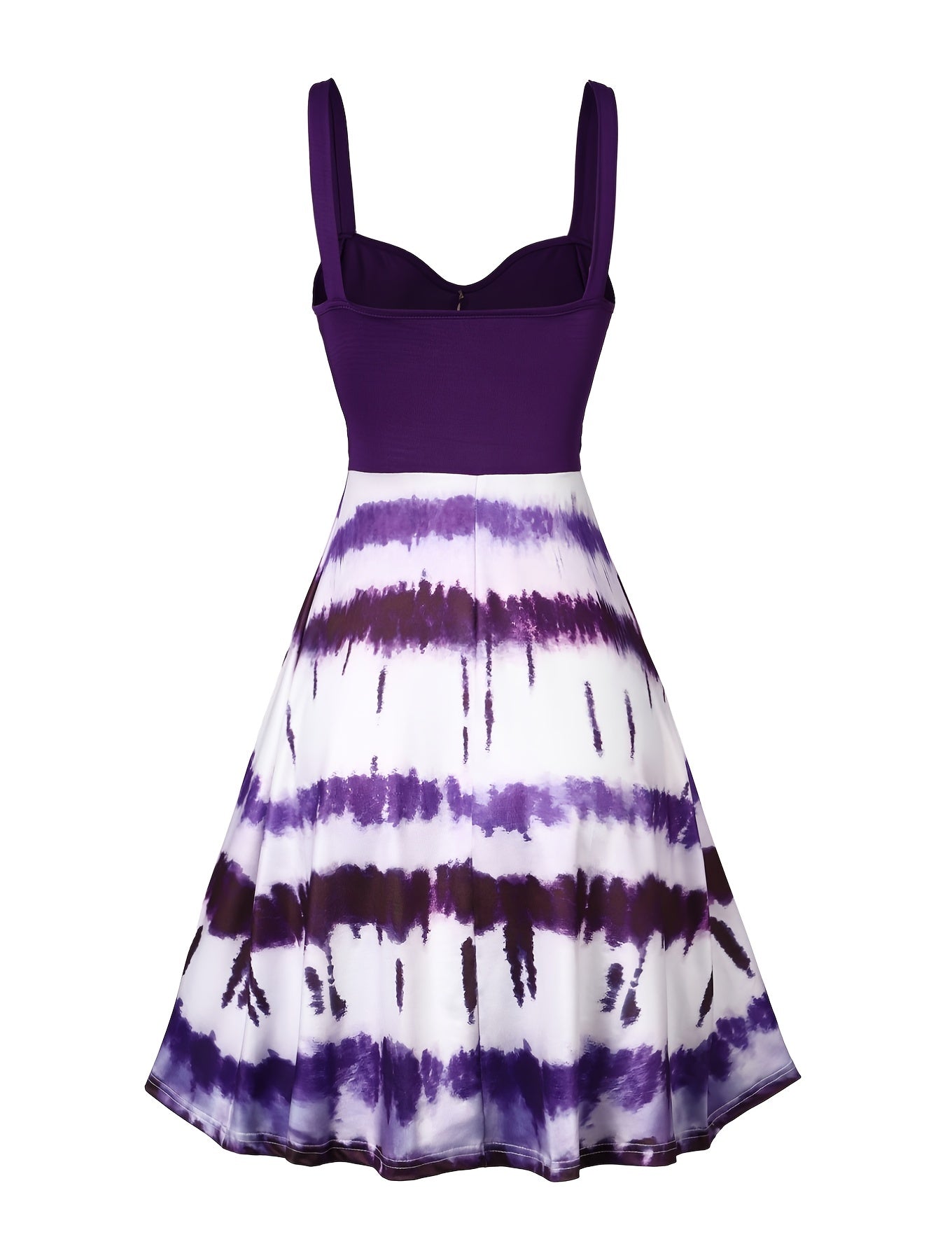 Tie Dye Criss Cross Dress, Casual Sleeveless Ruffle Dress, Women's Clothing