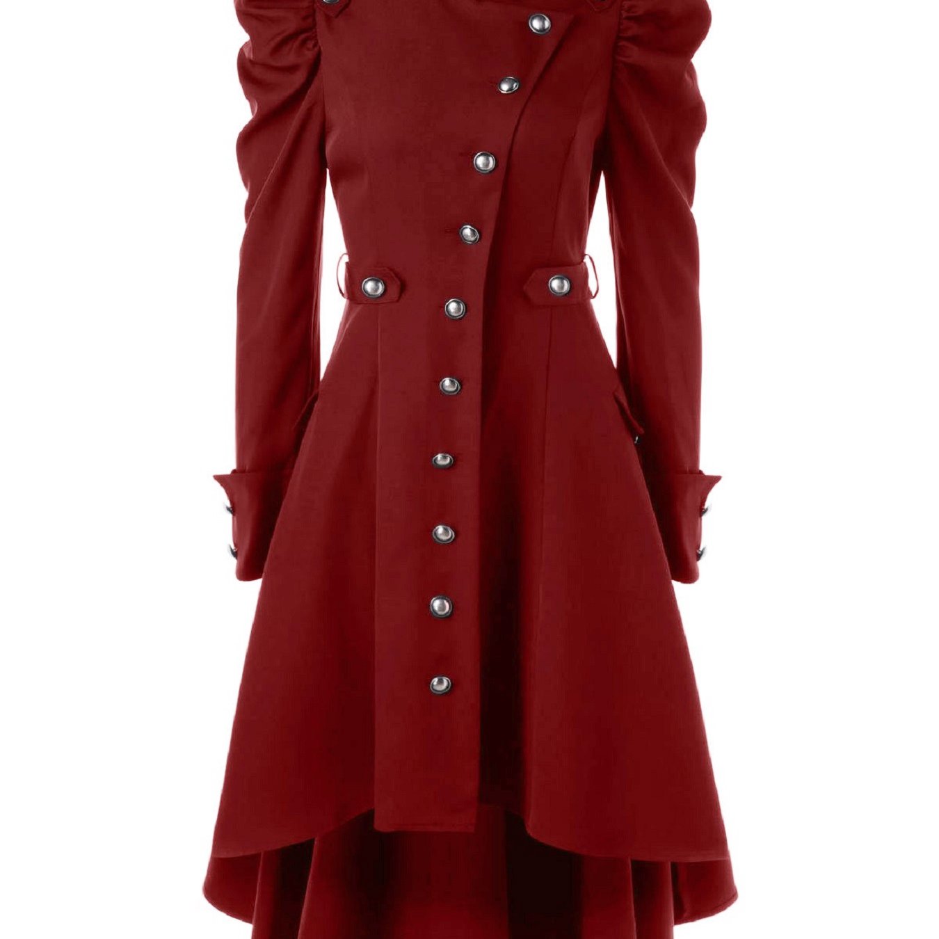 gbolsos Solid Double Breasted Pea Coat, Belted Buckle Spring Mid-Long Lapel Outerwear, Women's Clothing
