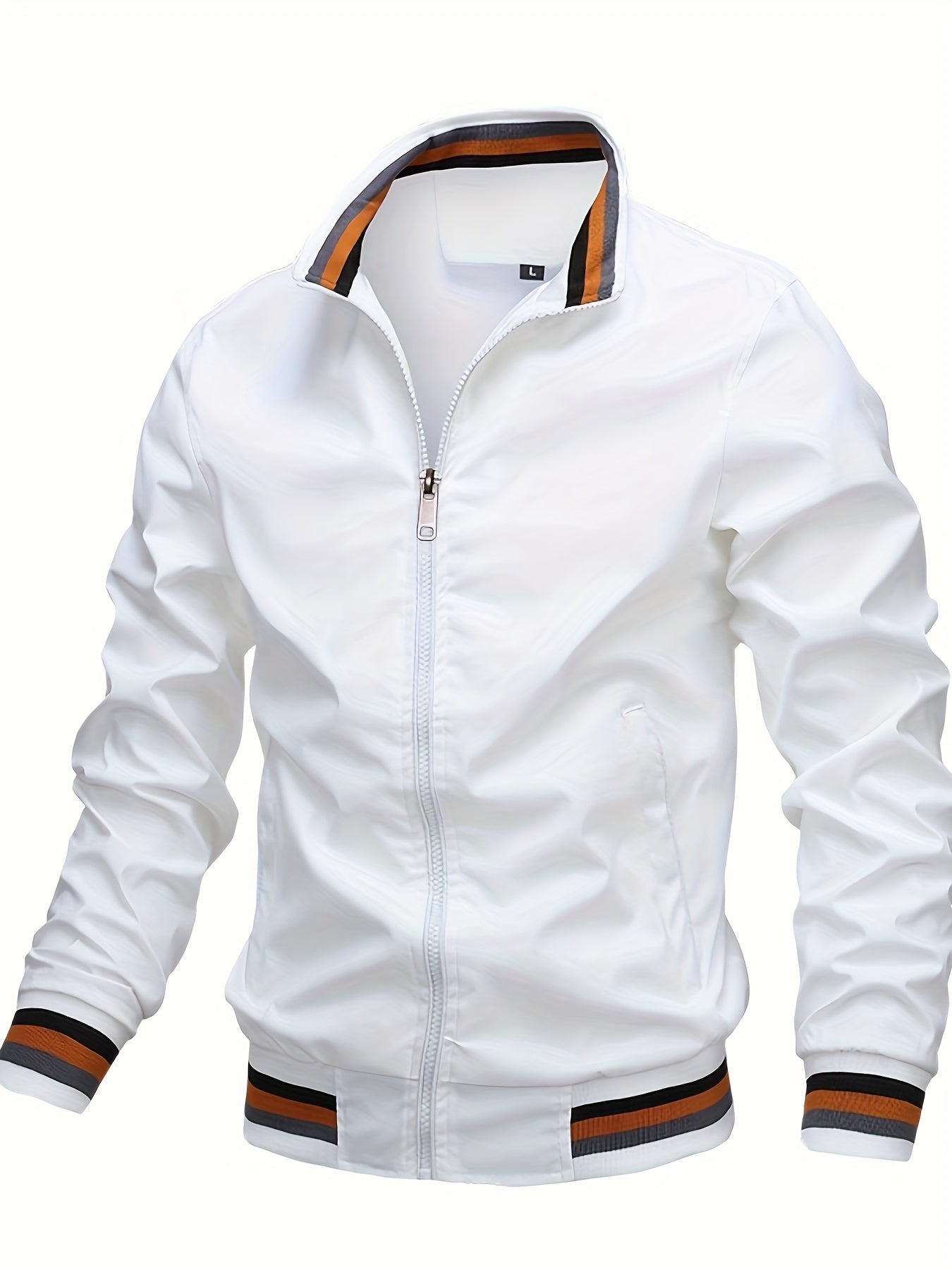 gbolsos Men's Casual Stand Collar Jacket Coat Regular Fit College Hipster Windbreaker For Spring Autumn