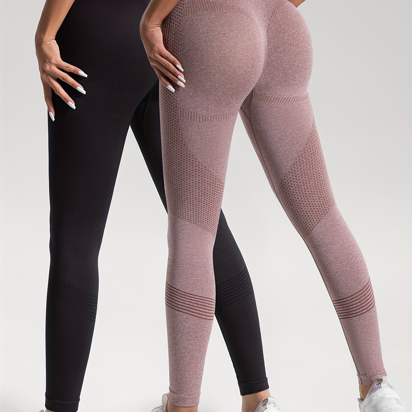 gbolsos 2pcs Solid Color High-Stretch Fitness Yoga Sports Leggings, Soft Breathable Yoga Tight Pants, Women's Activewear