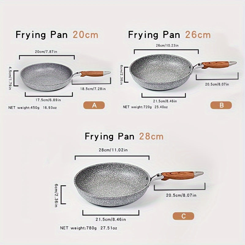 1pc Premium Maifan Stone Non-Stick Flat Bottom Frying Pan - Multi-Purpose Cooking Pot for Milk, Soup, and Household Use - Electromagnetic Stove Universal, Durable, Easy to Clean, and Heat-Resistant