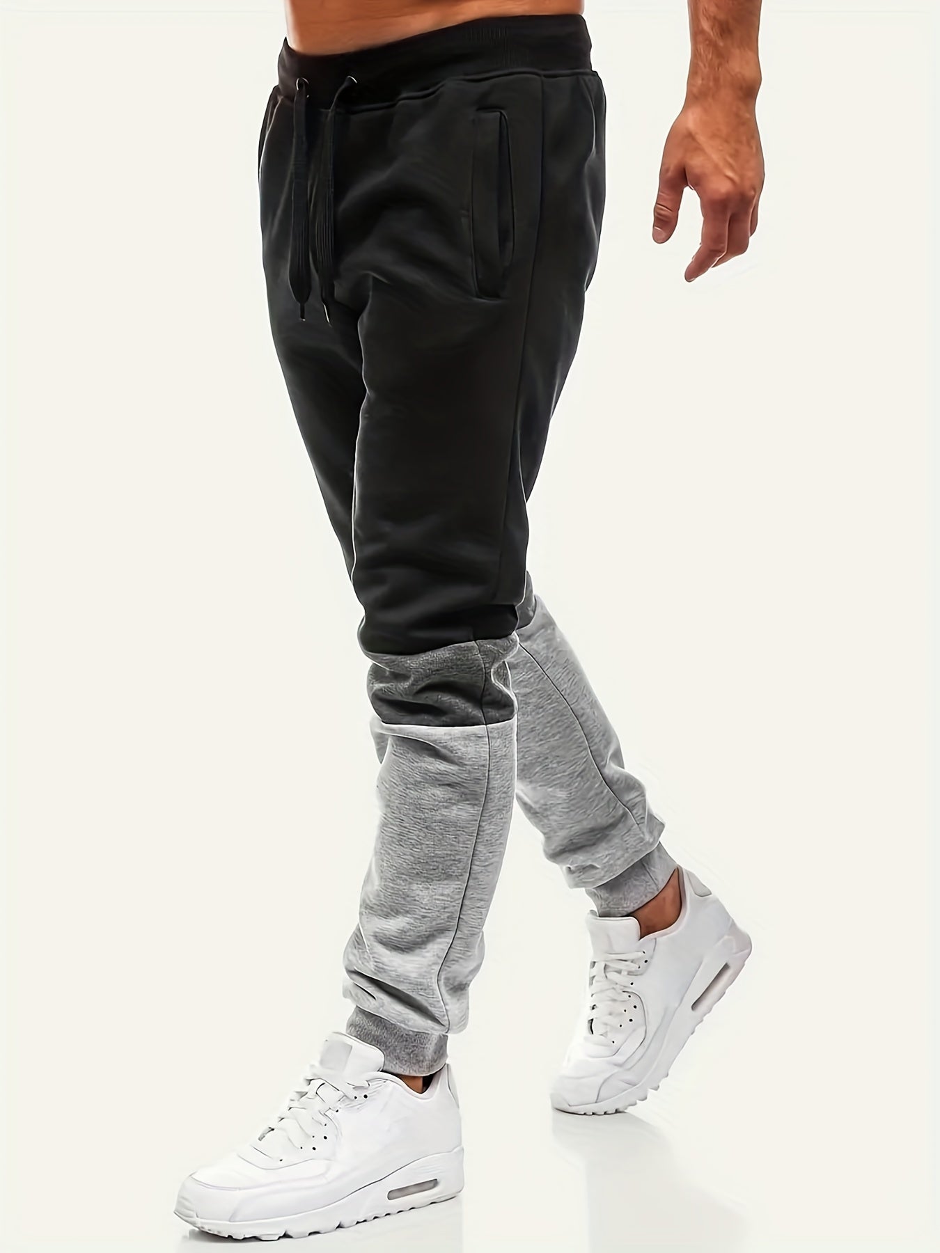 gbolsos Zipper Pocket Joggers, Men's Casual Loose Fit Slightly Stretch Waist Drawstring Pants For The Four Seasons Fitness Cycling