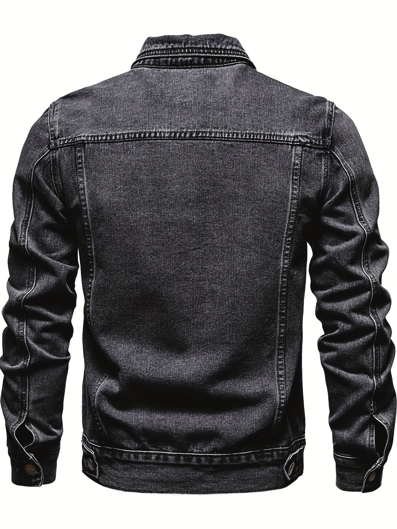 gbolsos Men's Chic Denim Jacket, Street Style Lapel Button Up Multi Pocket Jacket Coat