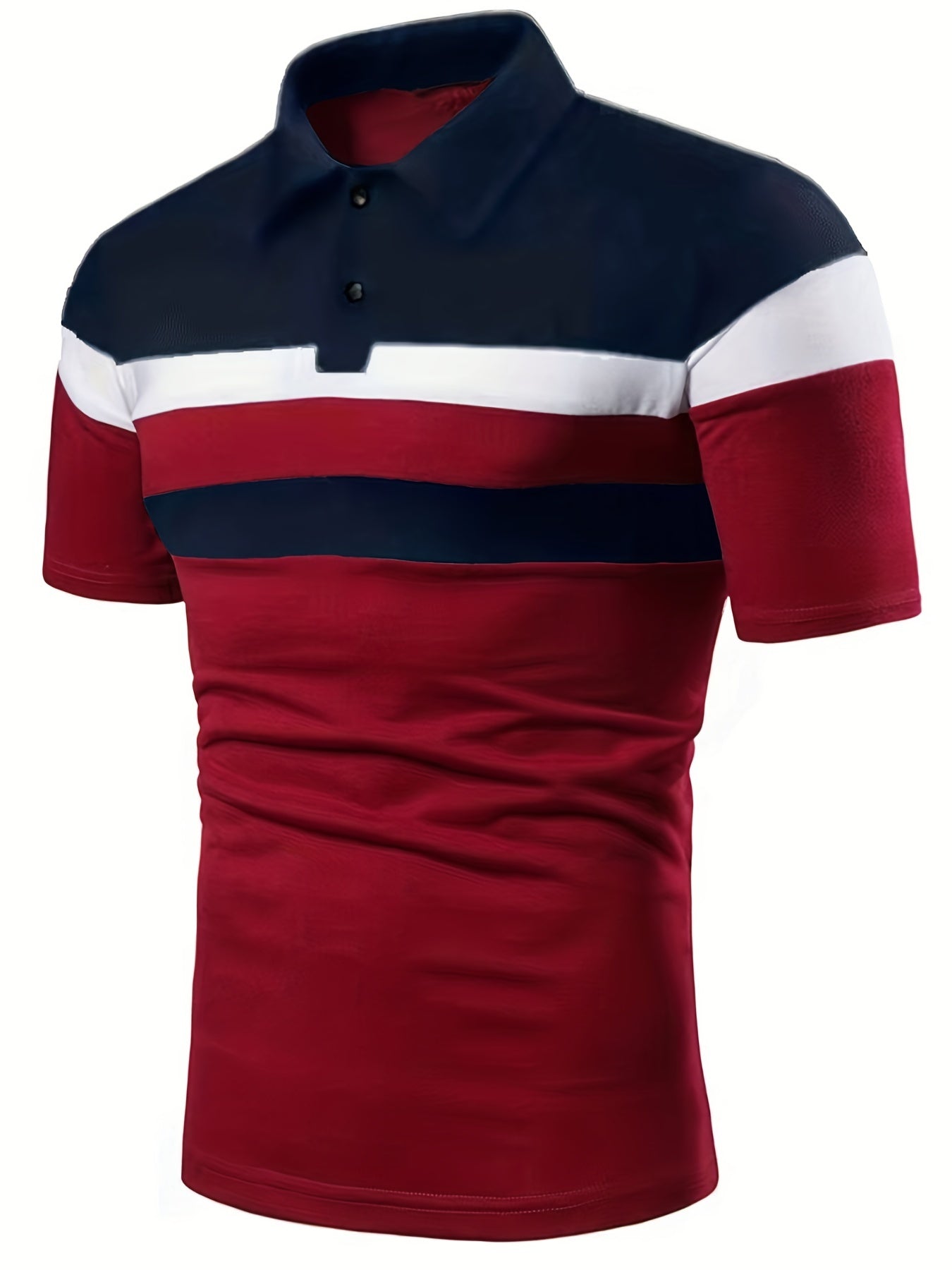 Men's Stripes Summer Polo Shirt Casual Slim Color Block Short Sleeve Shirts Vintage Breathable Patchwork T Shirts
